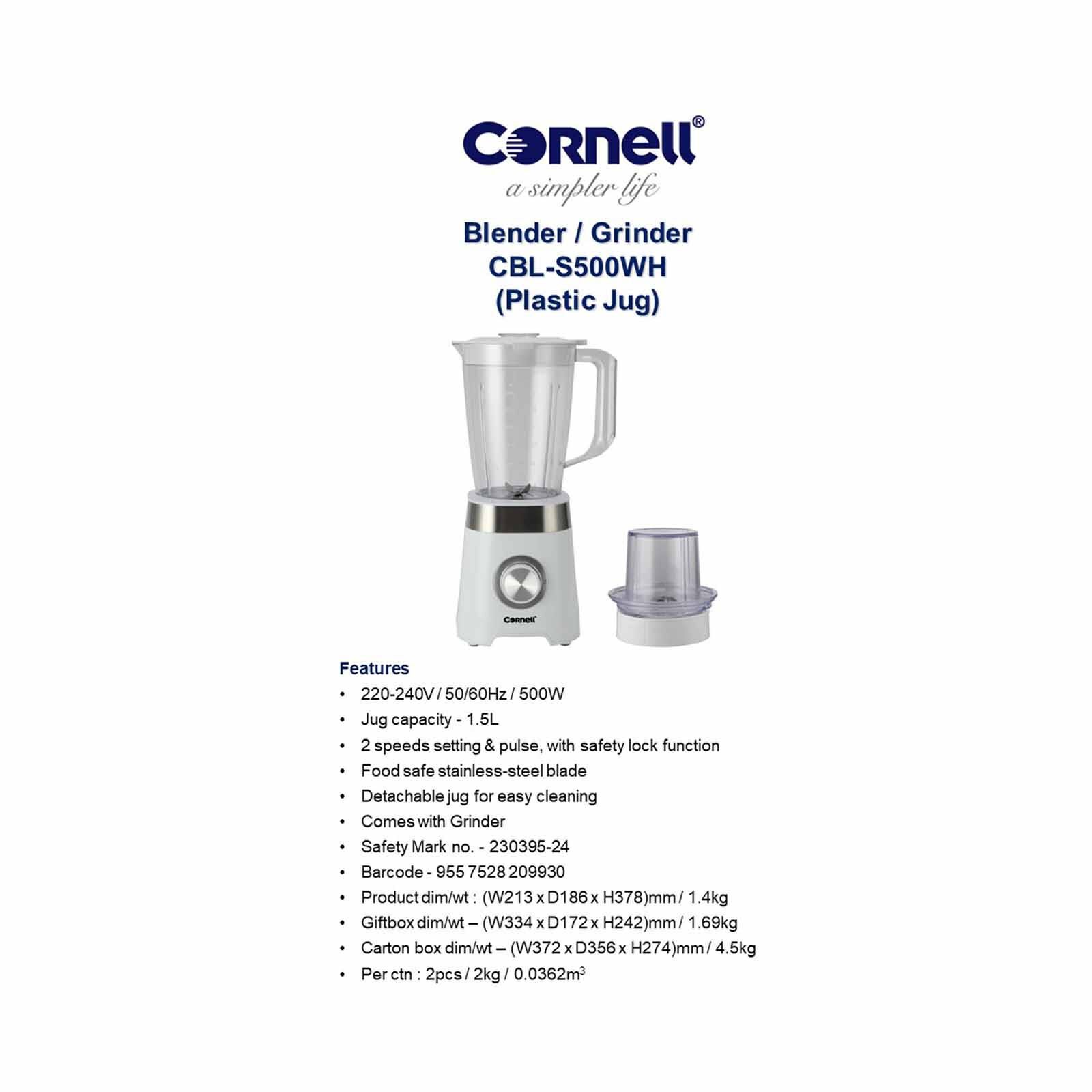 CORNELL Blender / Grinder (1.5l) CBLS500WH-image 6