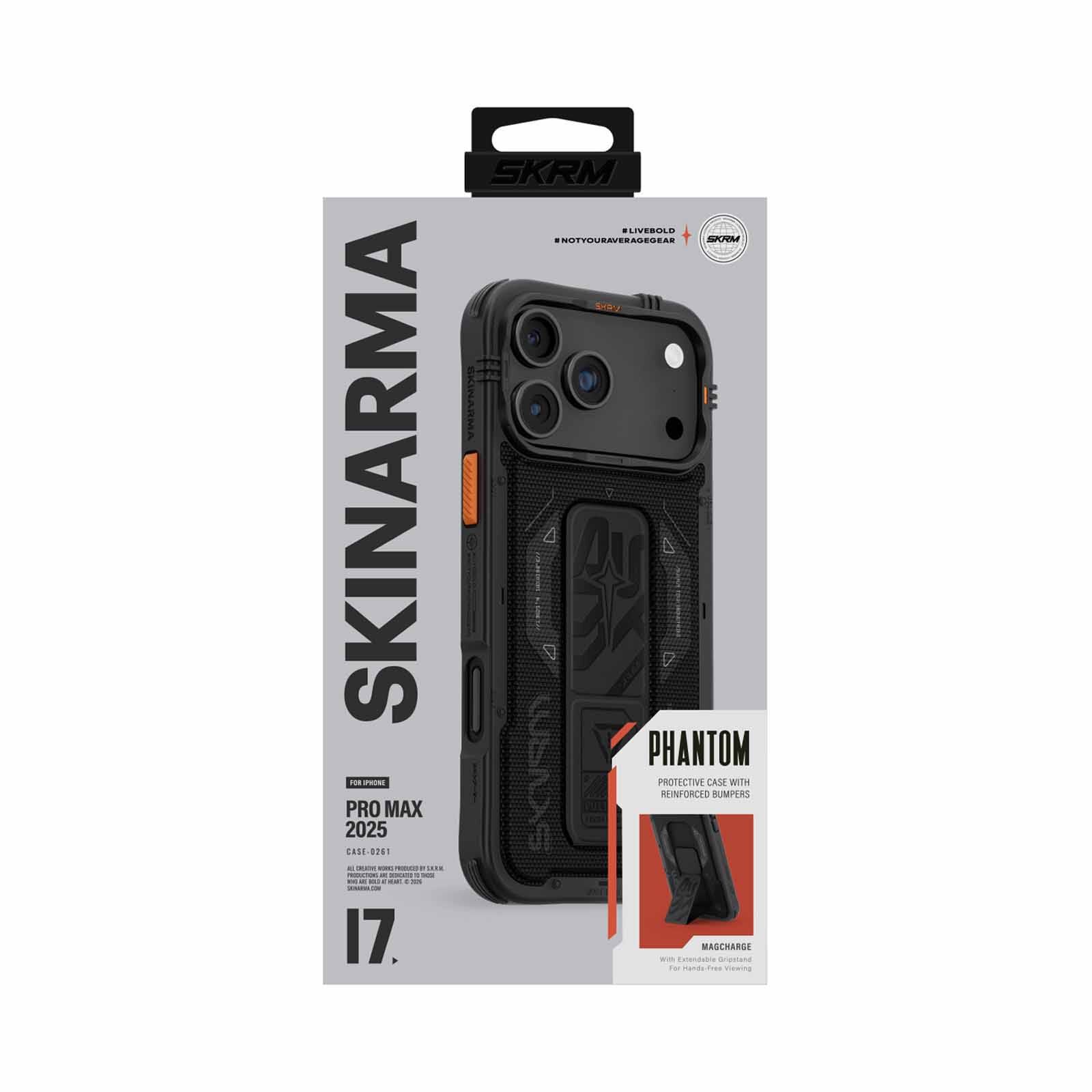 SKINARMA Iphone 17 Pro Max (2025) 6.9" Phantom (mag-charge + Grip-stand) SK-2025IPP6.9-PHTM-BLK