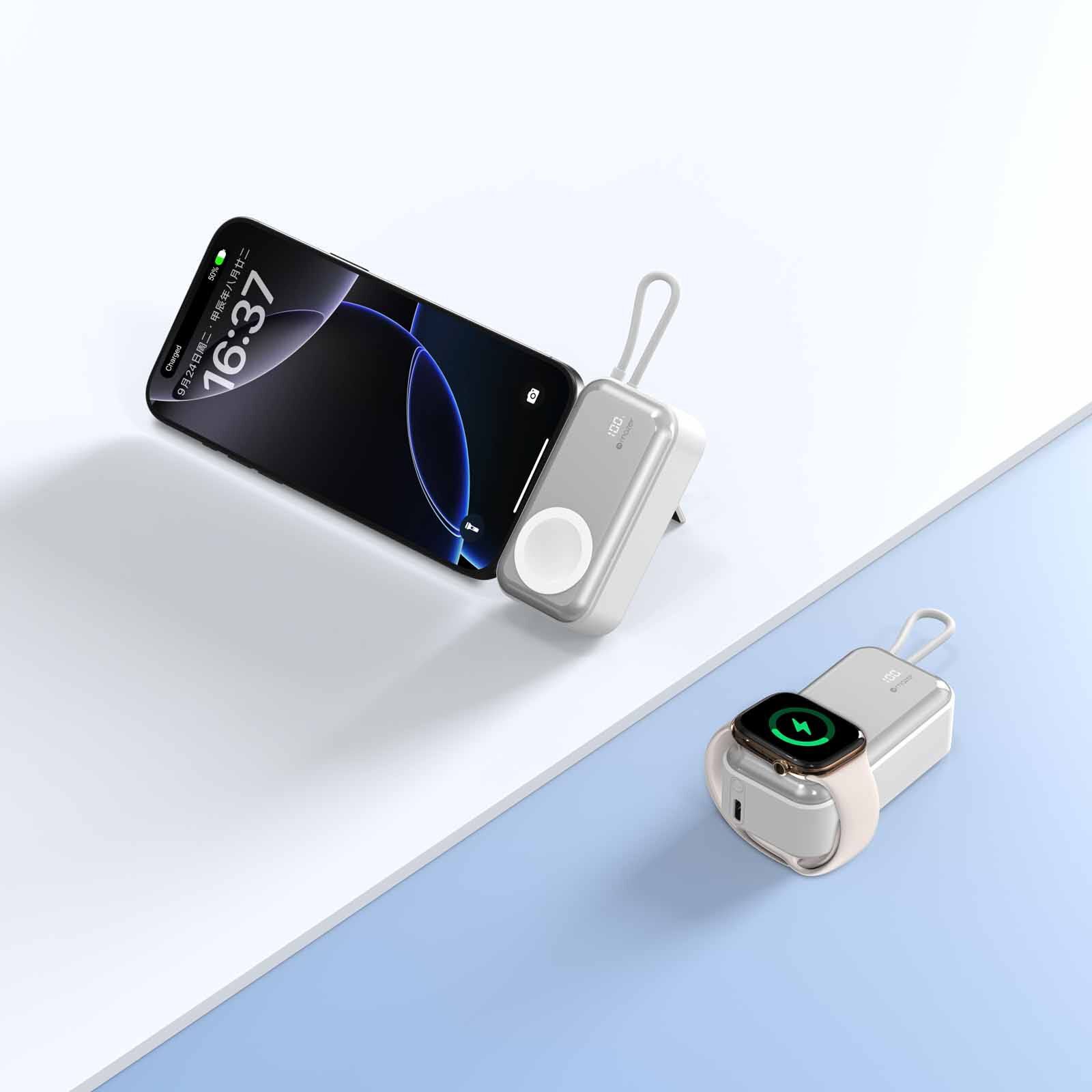MAZER Pocketmini 5000mah/built-in Cable+apple Watch Charging+stand/pd20w Power Bank - White M-POCKET5.0W-WH-image 8