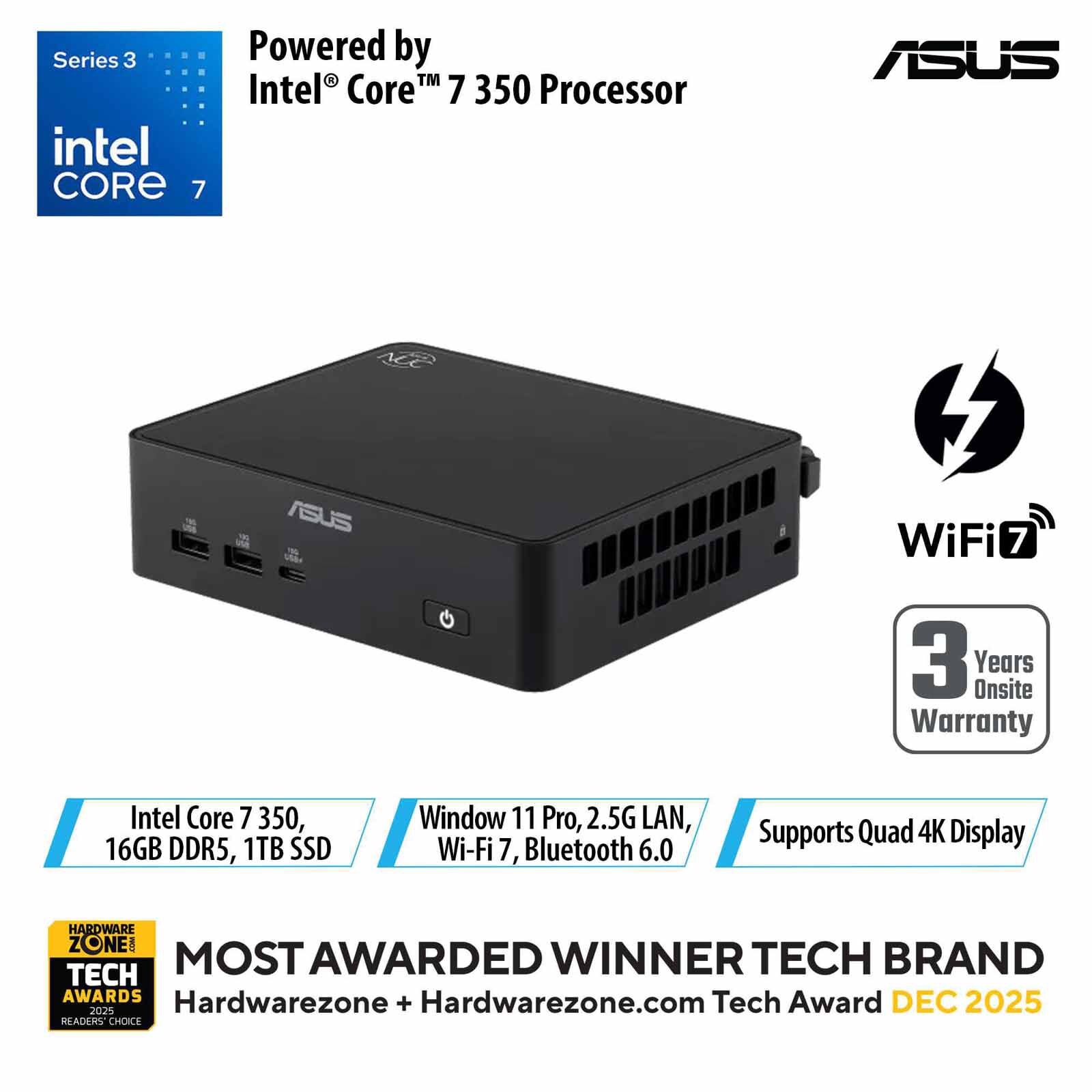 ASUS Nuc 16 C3-304 16gb 512gb Ssd Intel Graphics Black RNUC16WCKC3073C3-image 1