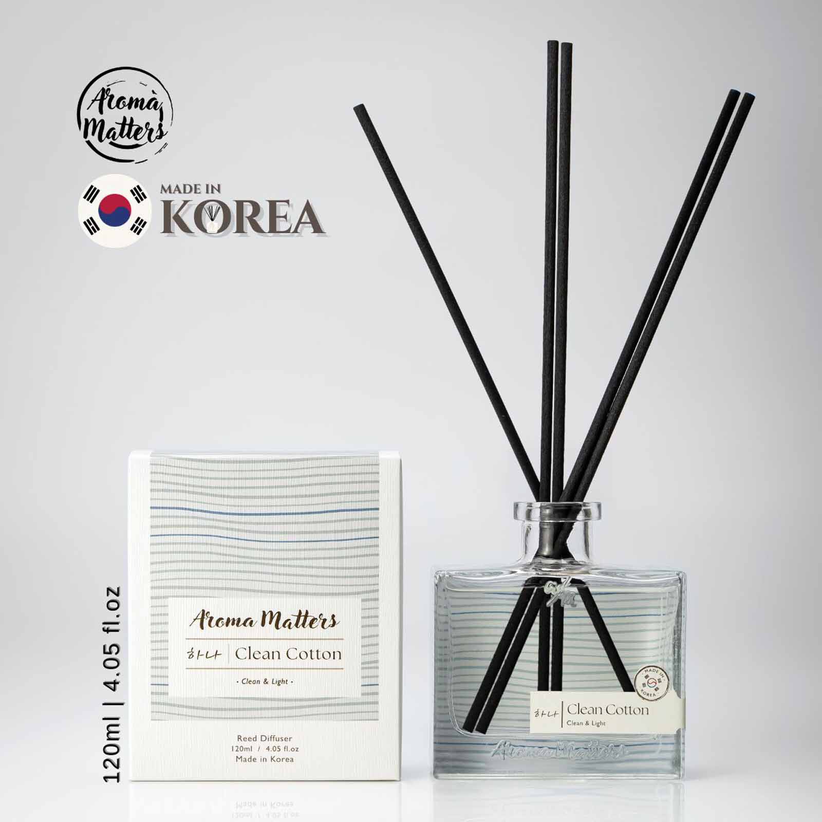 AROMA MATT Clean Cotton Reed Diffuser 4.05 Fl.oz (120ml) BOTTLE120-CLEAN COTTON