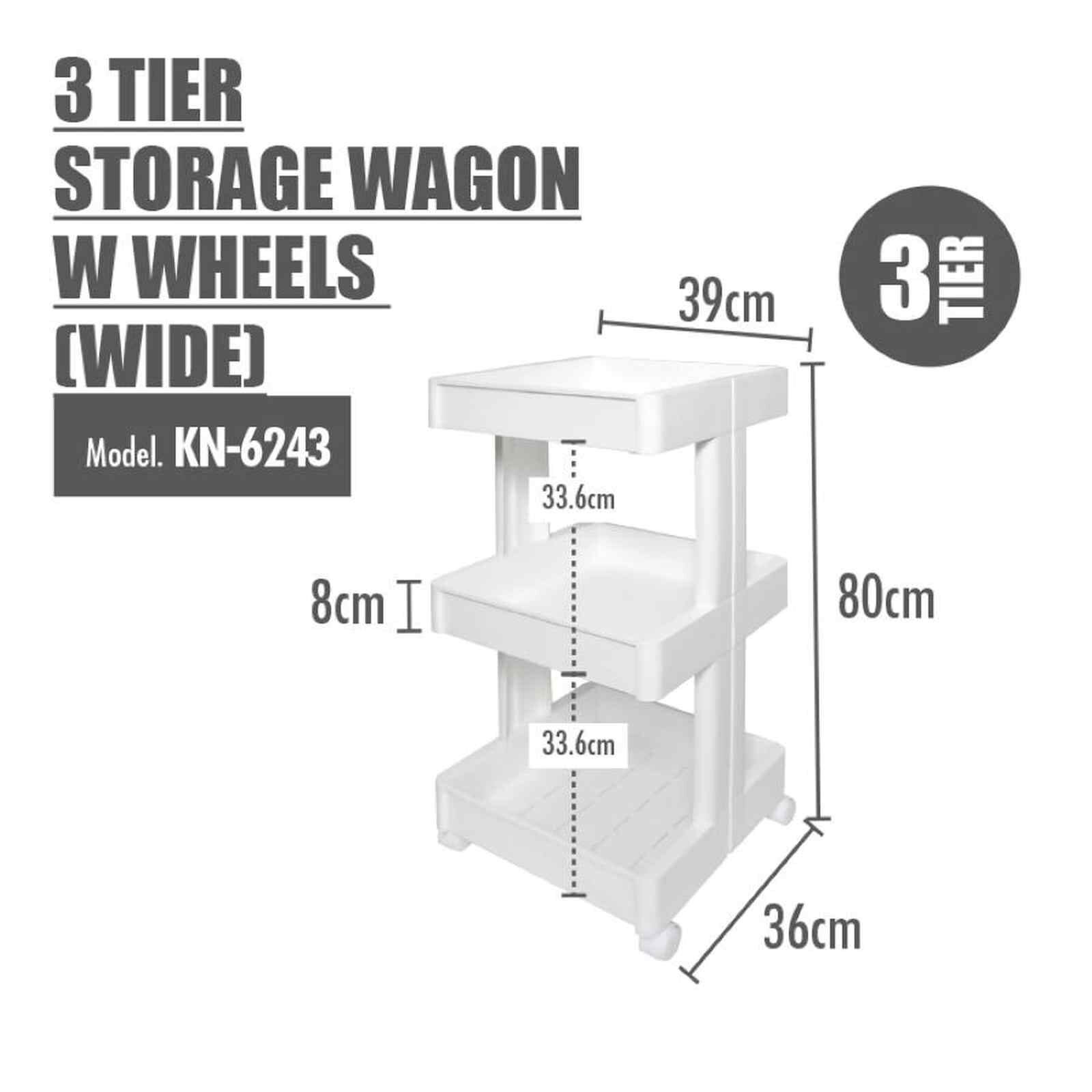 HOUZE 3 Tier Storage Wagon (wide) KN-6243-WHITE-image 2