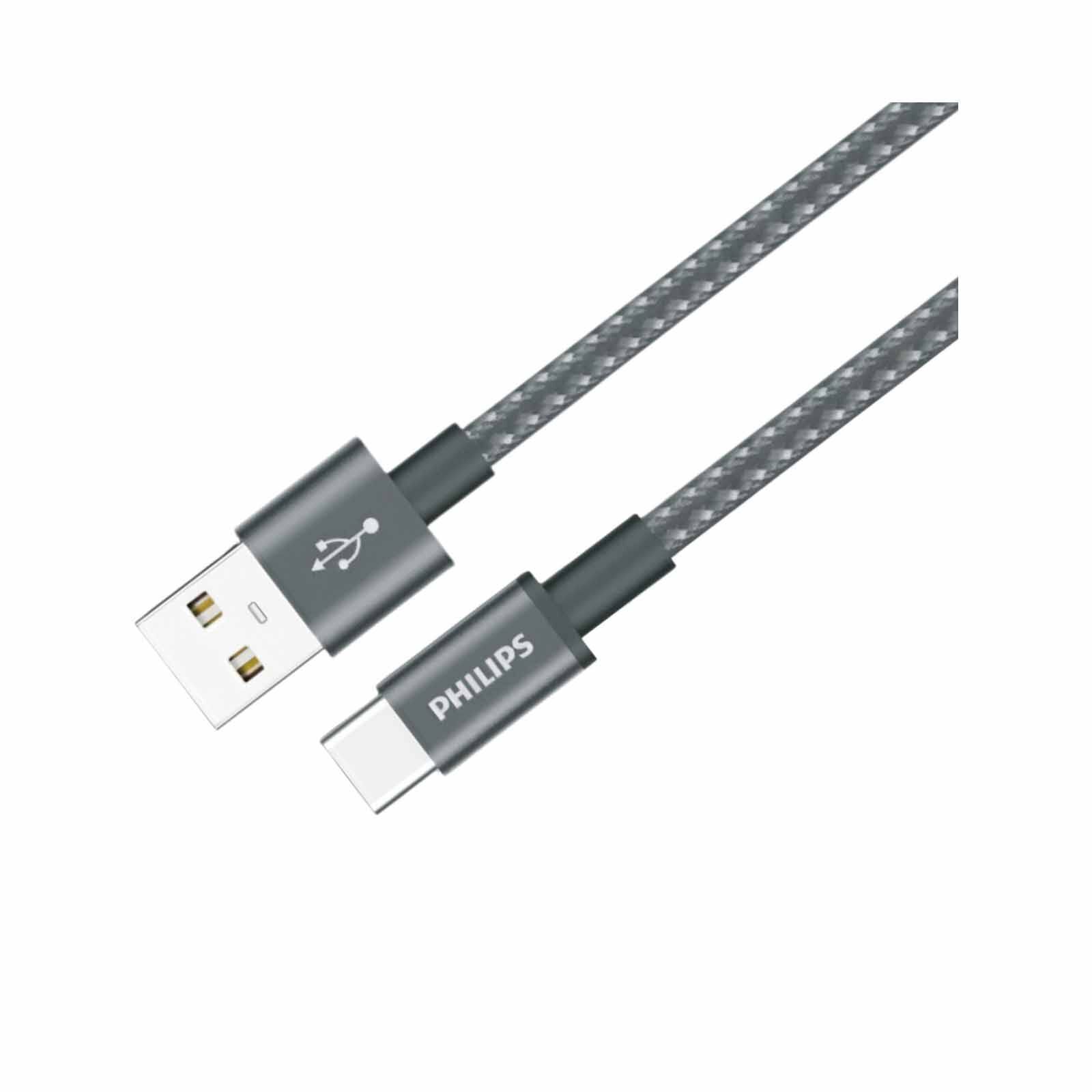 PHILIPS Sync & Charge Cable A To C - 1 Meter Max 3a Black Braided 480 Mbps DLC5030A/00-image 4