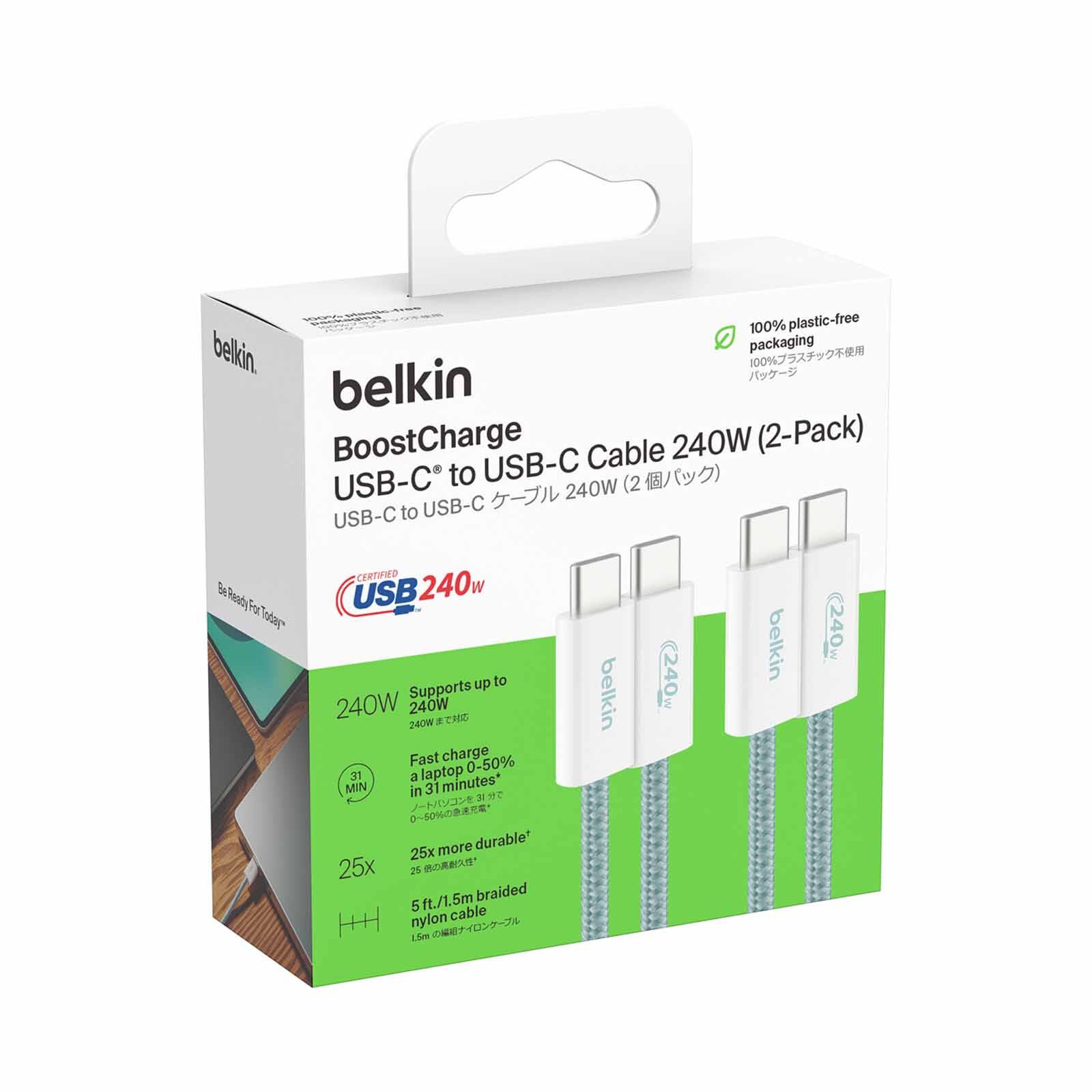 BELKIN 240watt Usb-c To C Cable 1.5m 2pack Grn CAB019QC05GR2PK-image 4