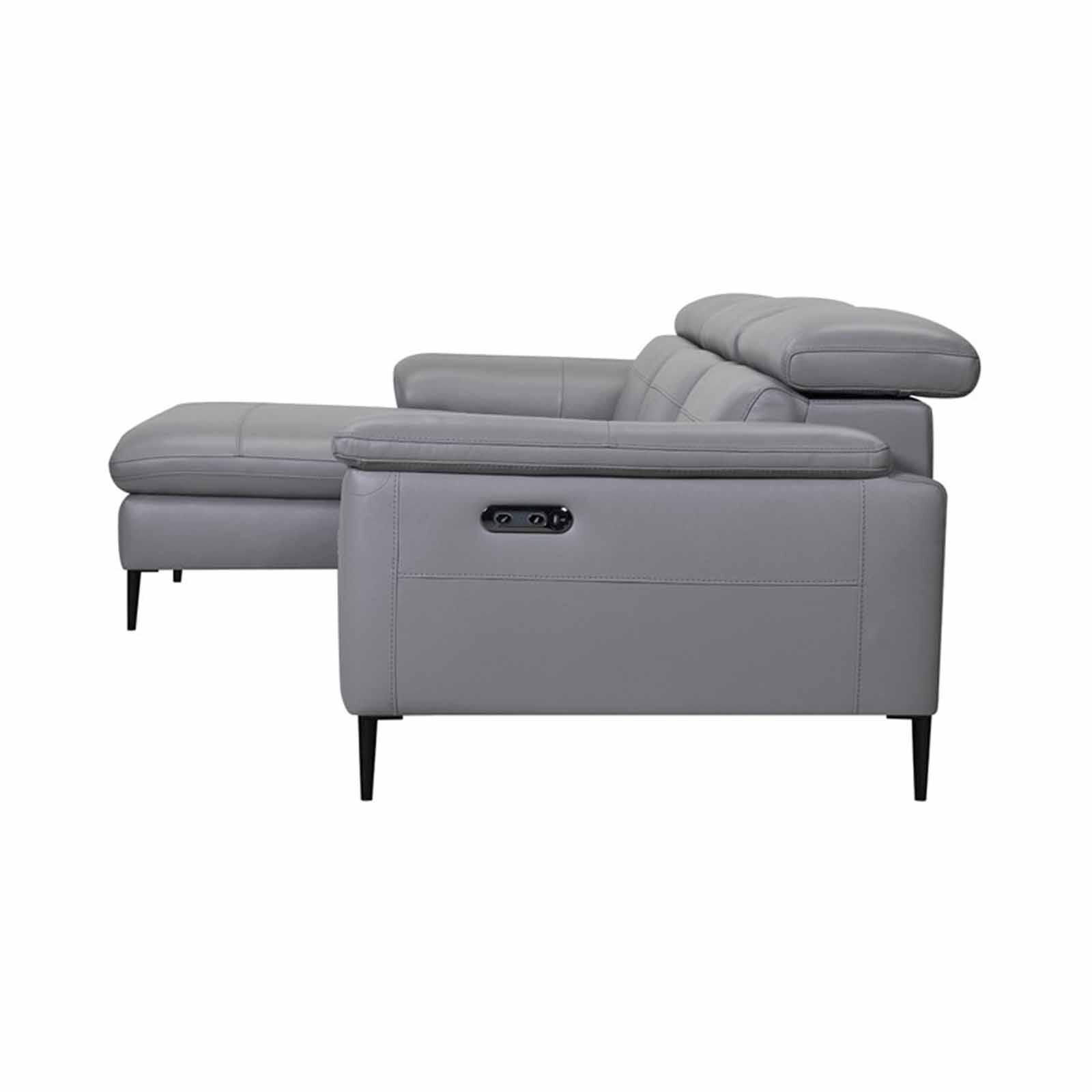 L Shaped-e Recliner (hl) Lt Char Half Leather Sofa DIANNE-image 5
