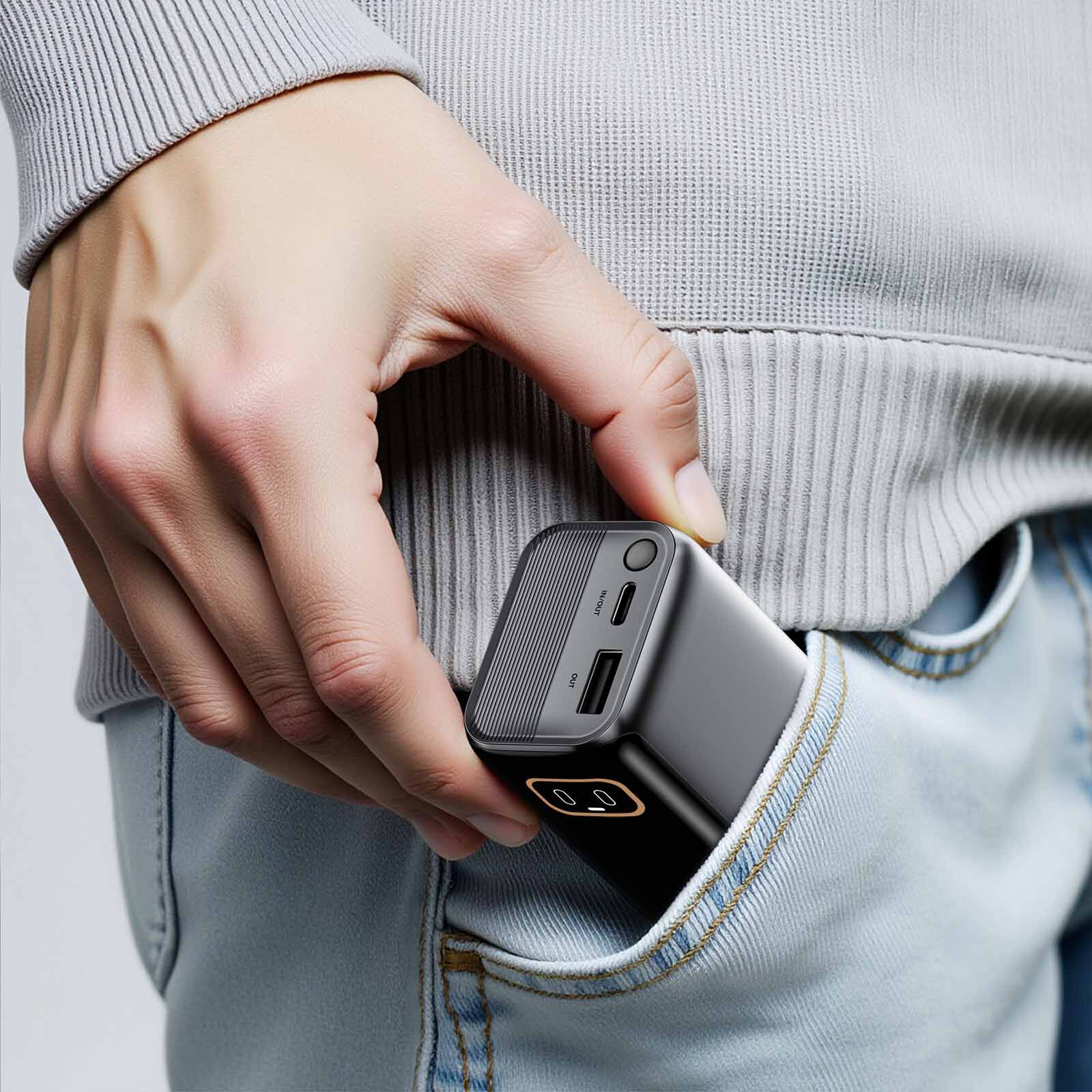 MAZER Powercharge Rlink 10,000mah/pd45w With Built-in Retractable C-cable Powerbank - Blackgrey M-AI-PC45R10-V7-BG-image 6