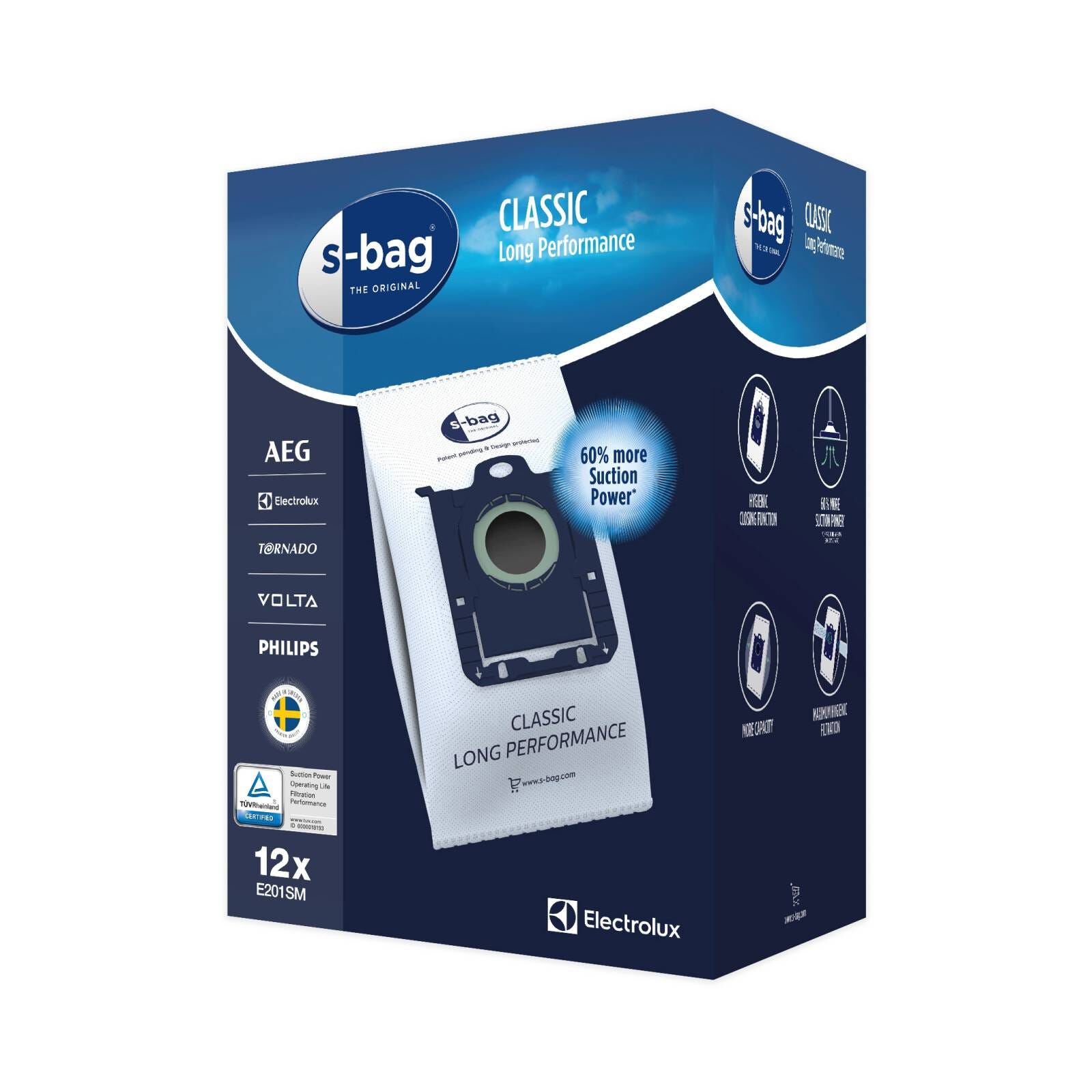 ELECTROLUX S-bag Classic Long Performance 12 Synthetic Dustbags E201SM
