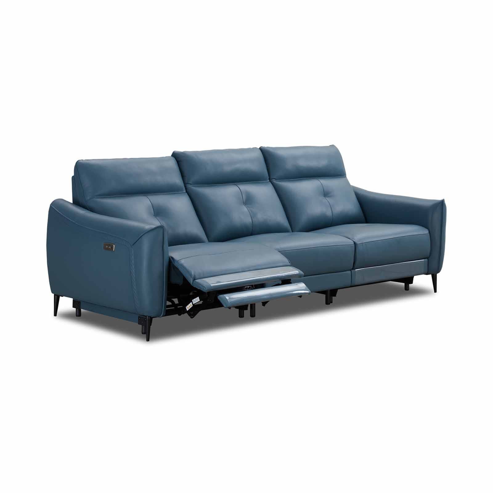 MUZE 3rr Seater (hl) Cat A Blue Half Leather Sofa NEW CLARA-image 7