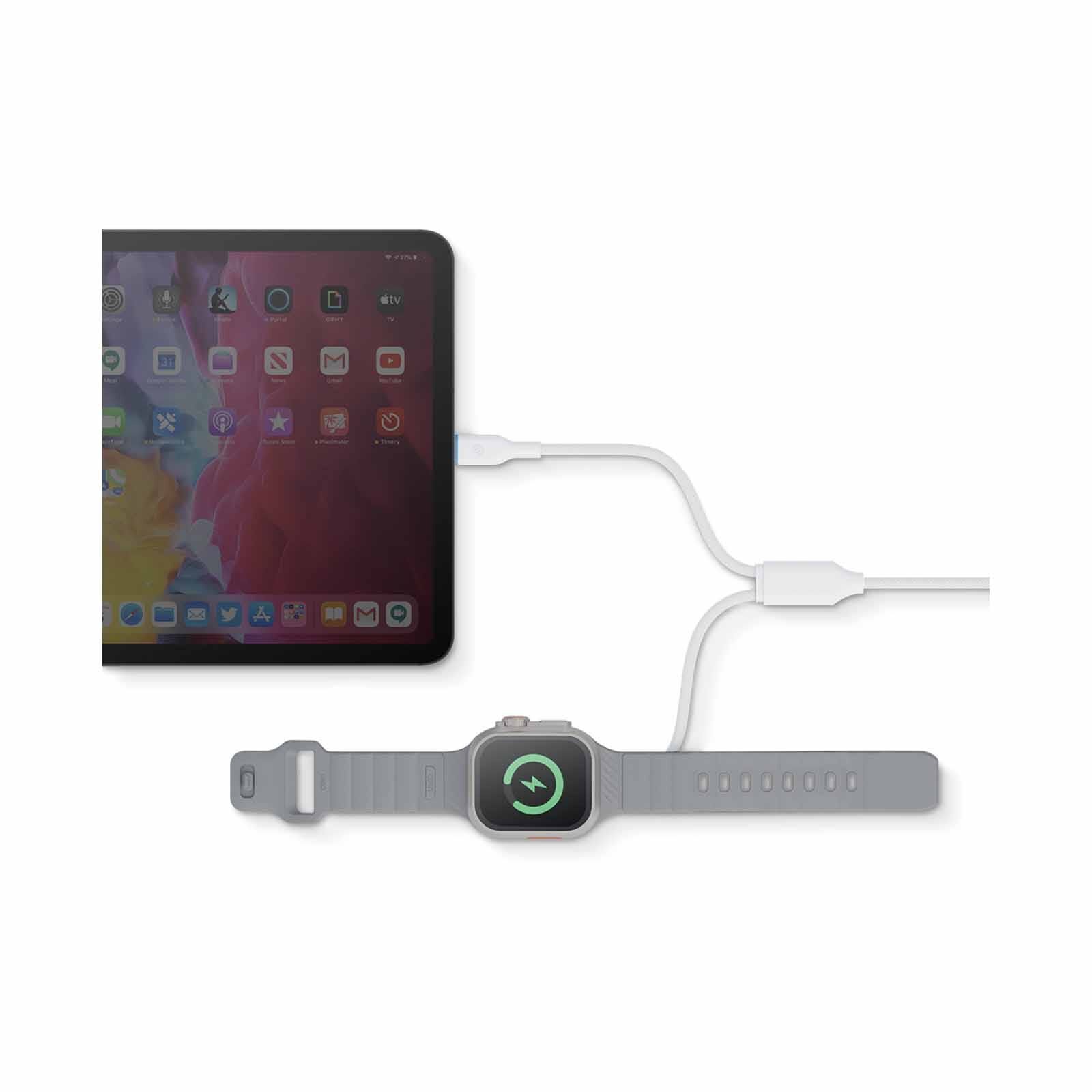 BAZIC Gocharge Deuce Cable, Usb-c To C With Watch Charger 1.8m- White CBL-GCDCW-WHT180-image 3
