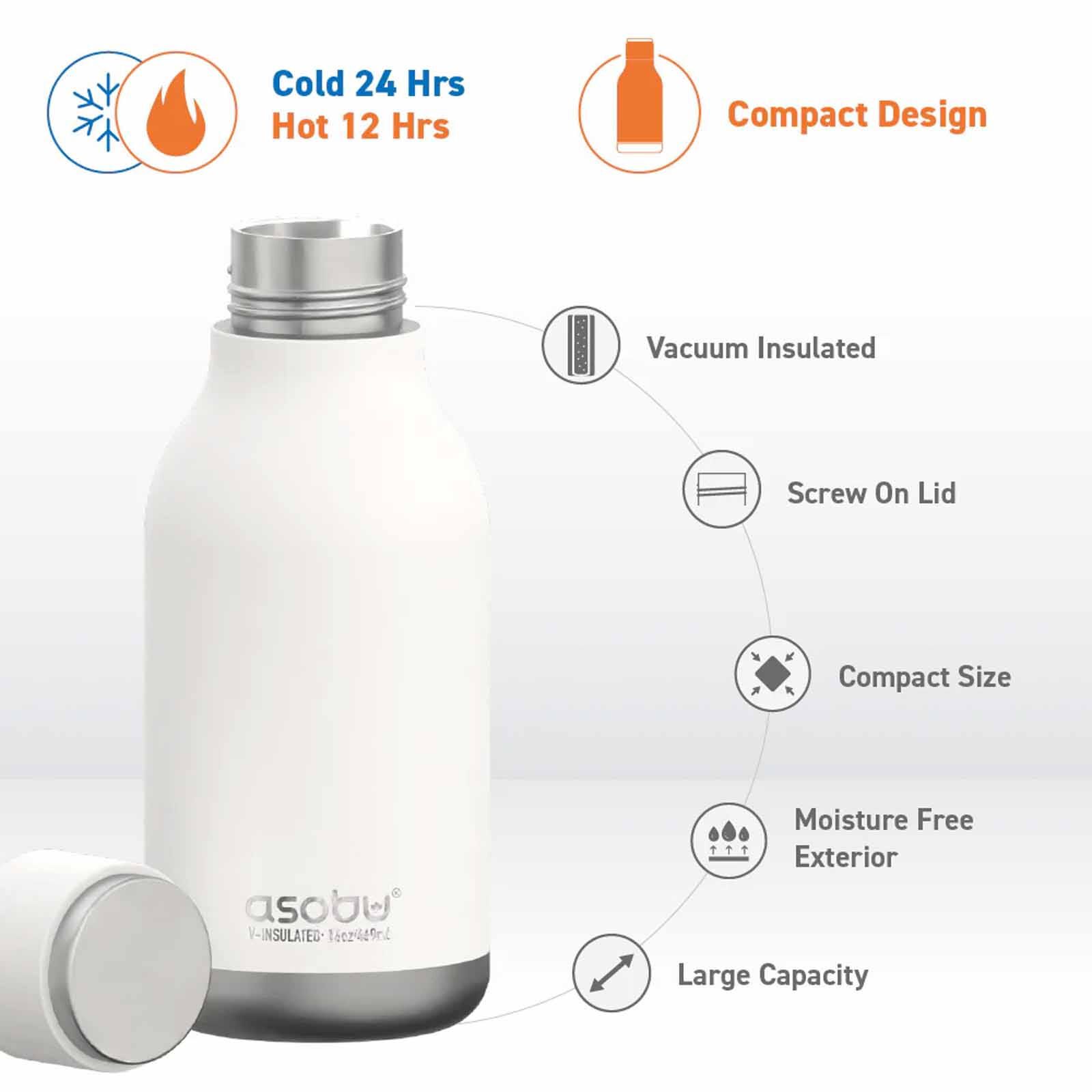 ASOBU Urban Water Bottle White 460ml ASBV24WH-image 4