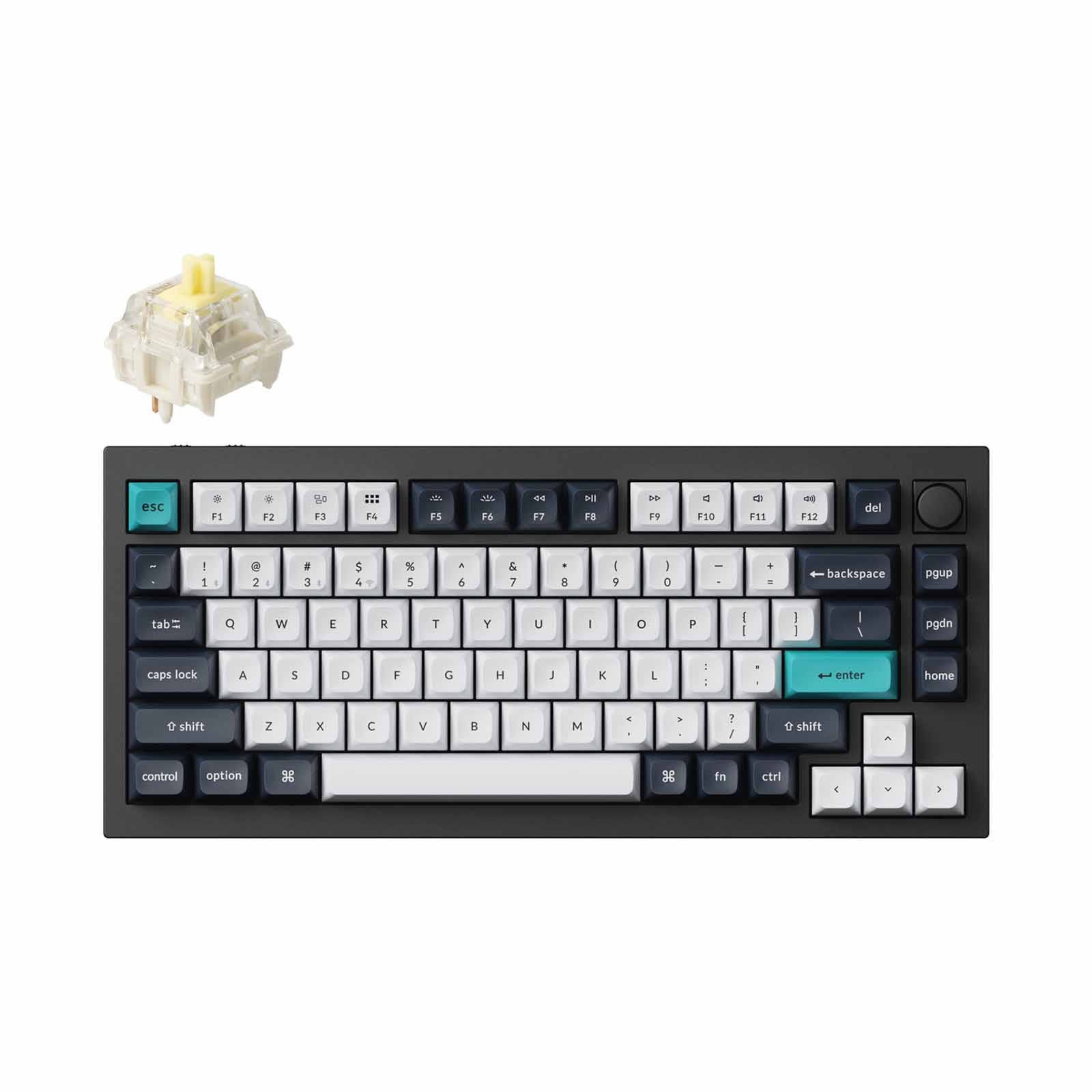 KEYCHRON Keychron Q1 Max 75% 81key, Carbon Black, Knob, Banana Switch, Rgb Hot-swap Gateron Jupiter Switch KYCN-Q1M-M4