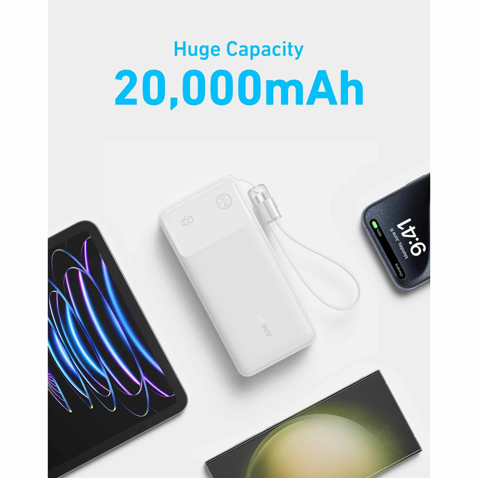 ANKER Powerbank Powercore 20k 30w With Usb C Cable White A1384H21-image 3