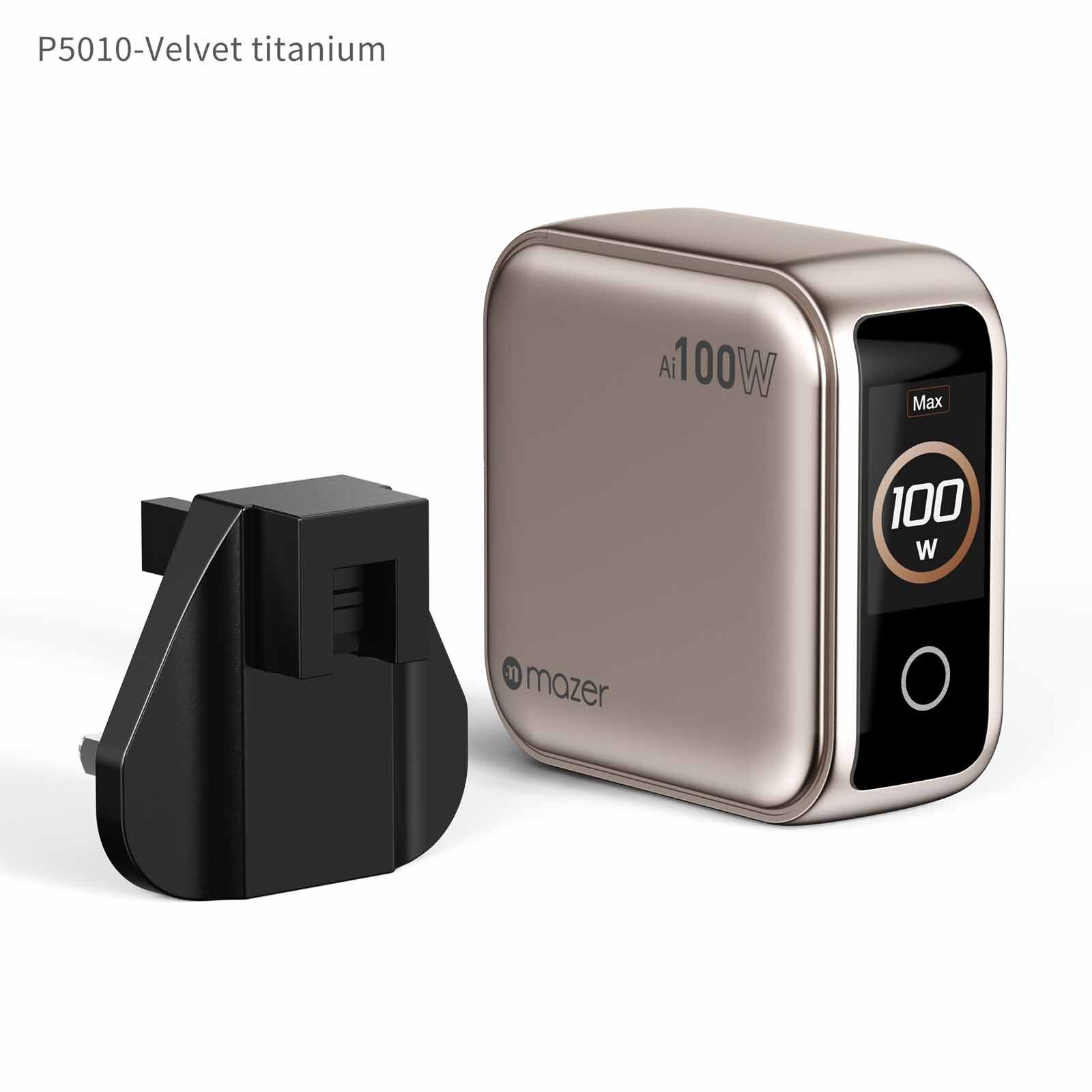 MAZER Ai Prestigegan Pd100w 2c1a Mini Wall Charger-titanium M-AI-G100W-V7UK-TN-image 5