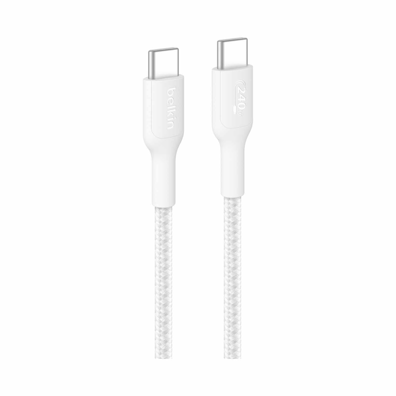 BELKIN Usb-c - Usb-c Cable 240w 2.0, Braided Pcr, 2m, White CAB025FQ2MWH