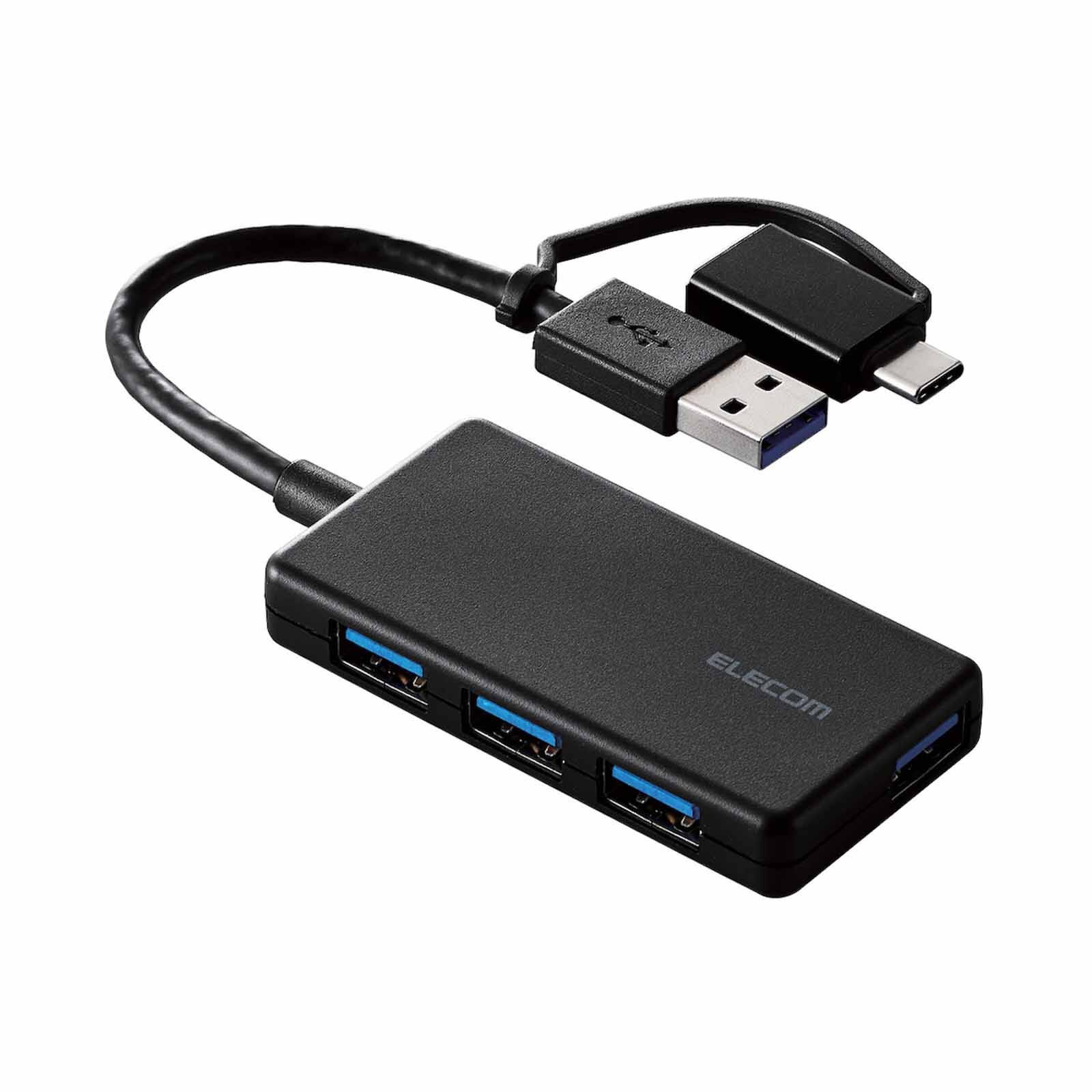 ELECOM Usb C/a 4ports 3.1(gen 1) Hub Blk U3H-CA4004BBK-image 1