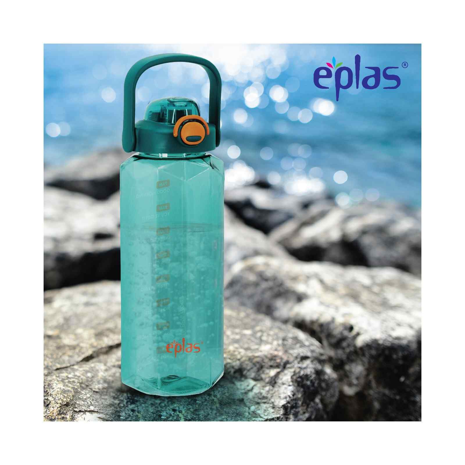 EPLAS Eplas Egud 2000 Big Sport Bottle Heavy Duty W Diamond Shaped Body & W/time Measurement Marks EPLAS EGUD 2000 BIG SPORT BOTTLE W/TIME MEASUREMEN-image null