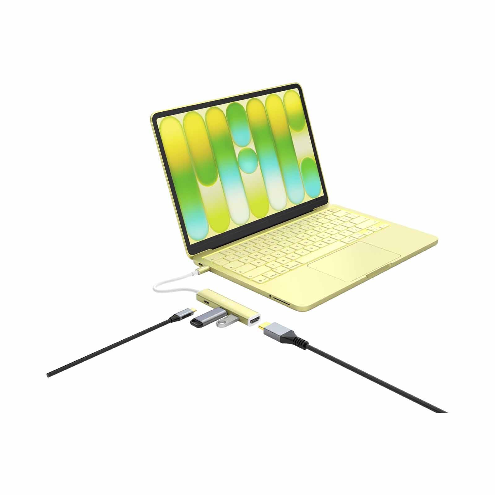 MAZER Infinitehub 4in1 Usb-c To Hdmi 4k/30hz + Usb-a X2 + Usb-c Pd100w Charging Hub - Citrus M-HUB51-CT-image 2