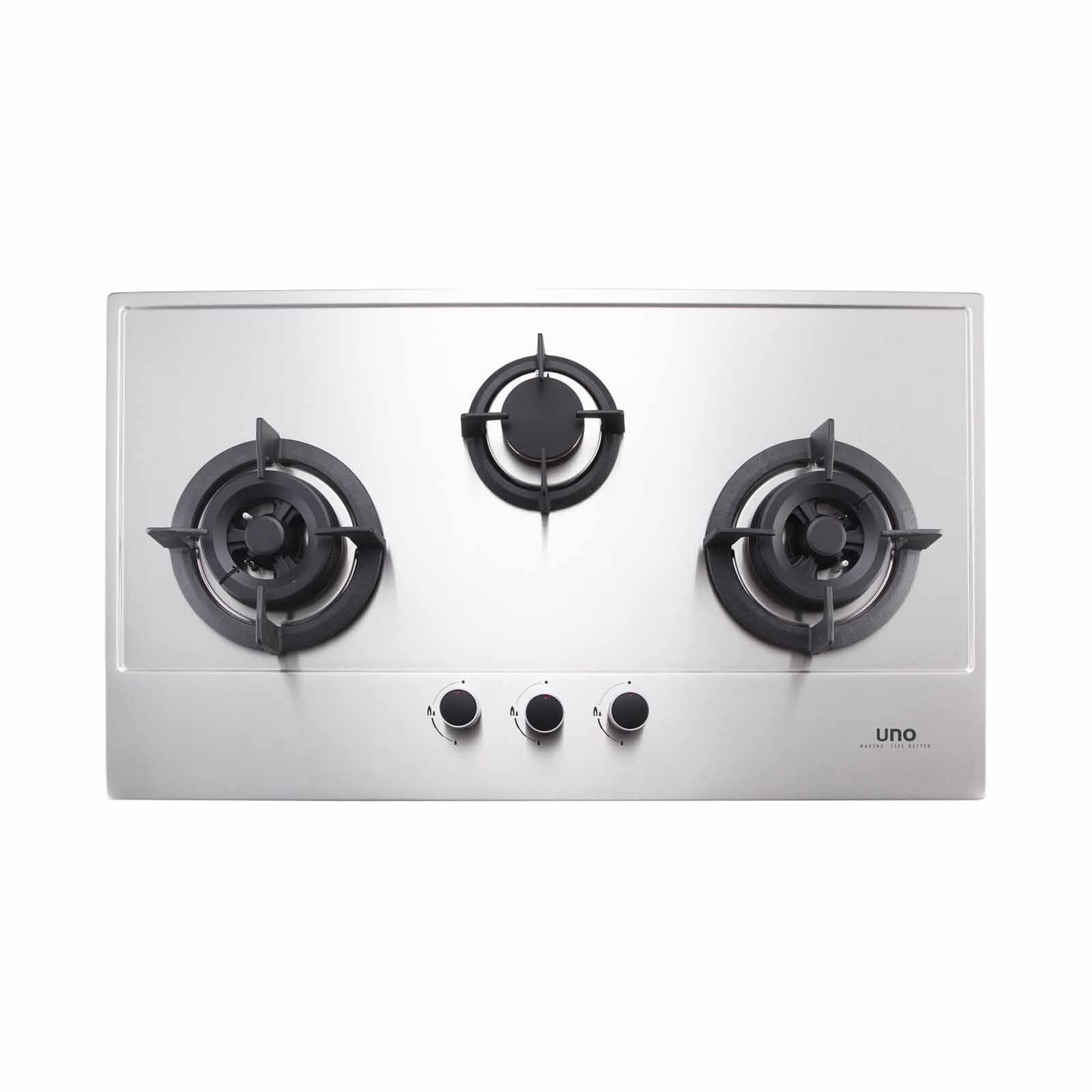 UNO 86cm 3 Burner Stainless Steel Hob, Battery Operated Ignition US-8603TRSV-image null