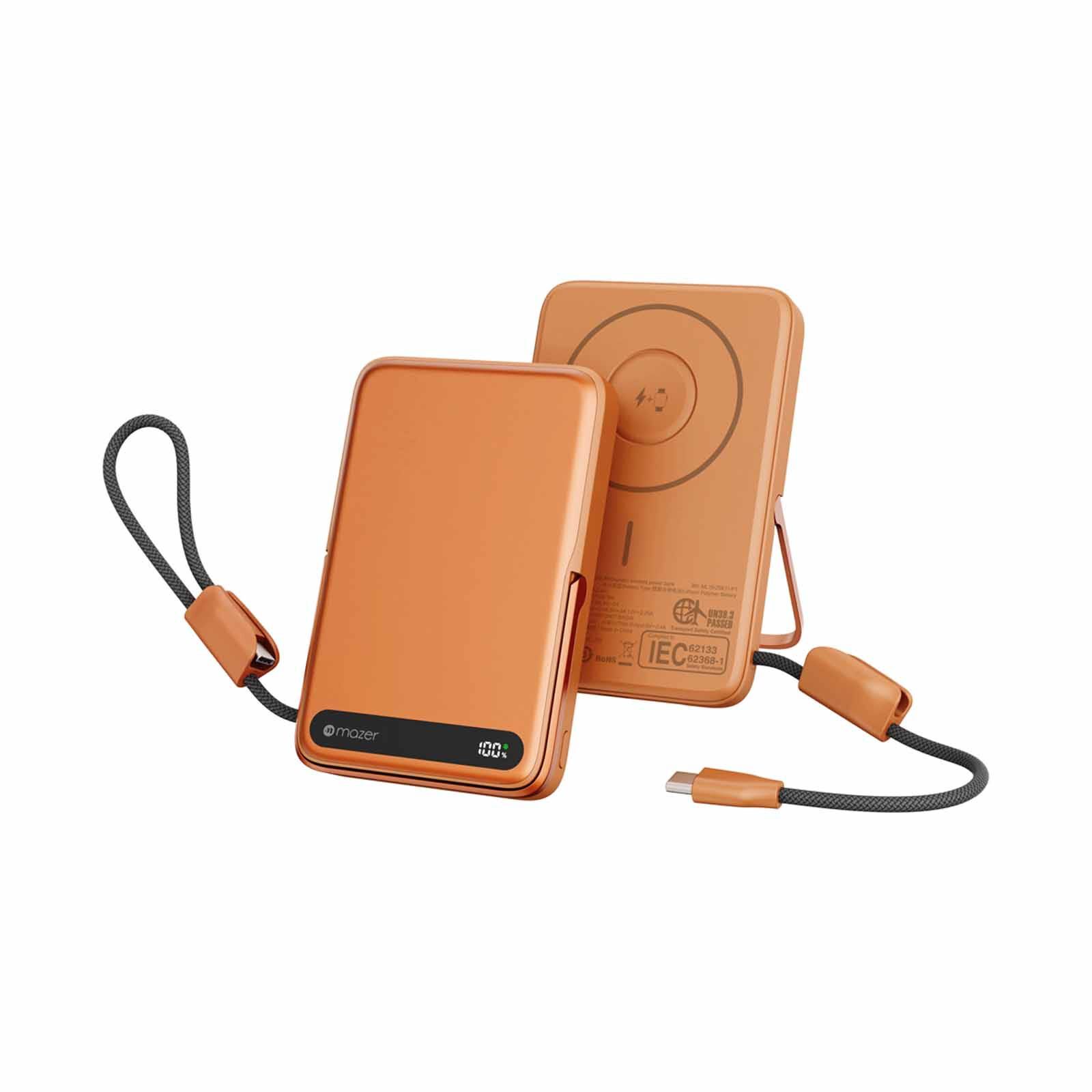 MAZER Maglink 10,000mah Magnetic 15w/apple Watch Charging/usb-c Pd27w Cable Power Bank - Sunset Orange M-MAGLINK19-SO
