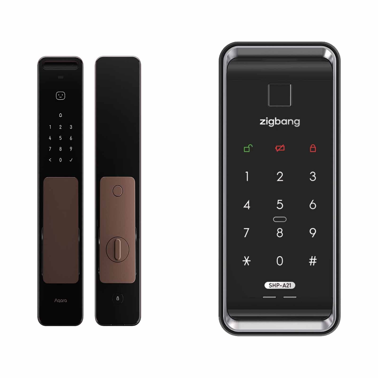 AQARA A+z* D200i (door) + Zigbang Shp-a21(gate) + Installation Black+bronze AQARA D200I (DOOR) + ZIGBANG SHP-A21(GATE) + INSTA-image 1