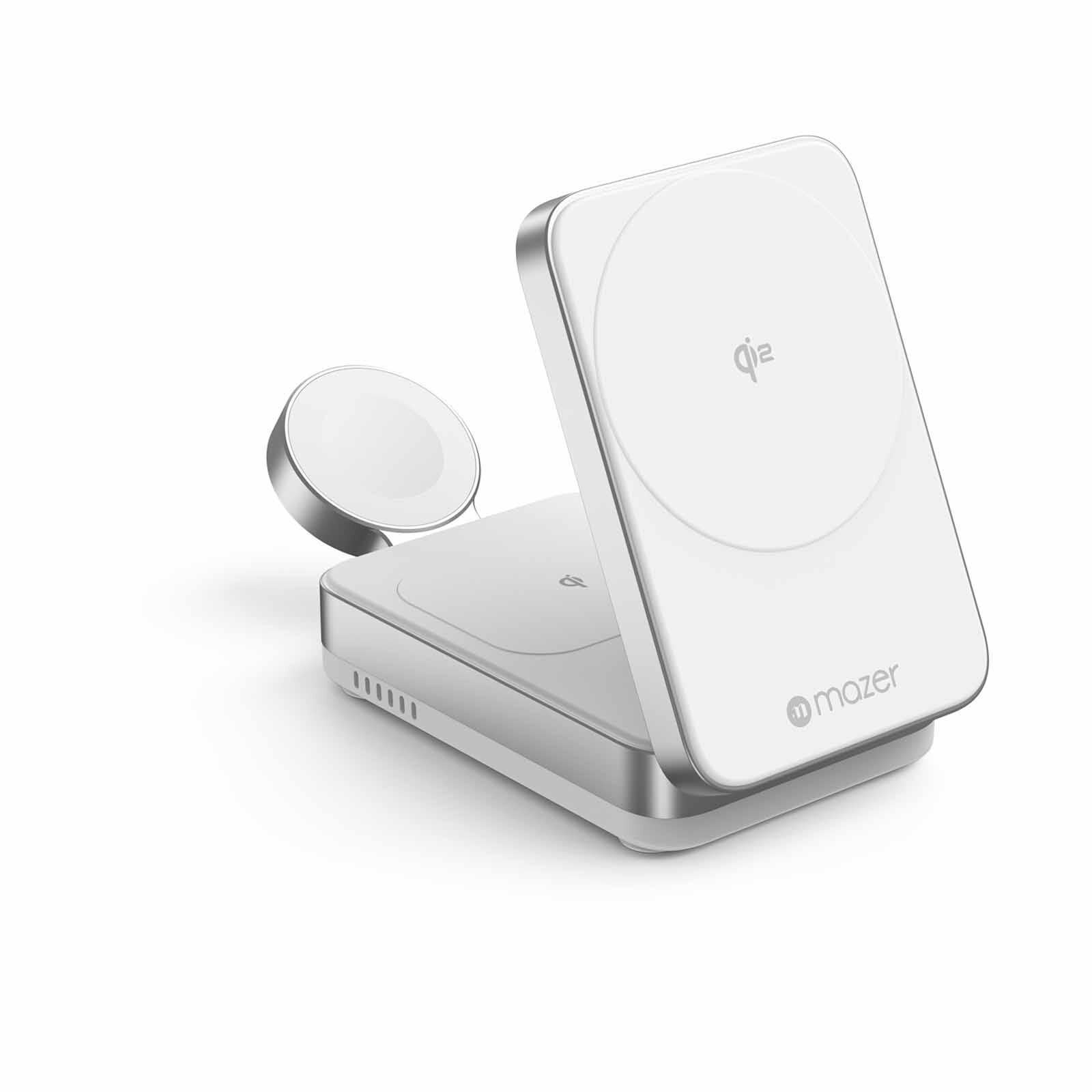 MAZER Qi2 Certified 23w Foldable 3in1 Wireless Charger - White M-QI2-MAGFOLD05-WH-image 3
