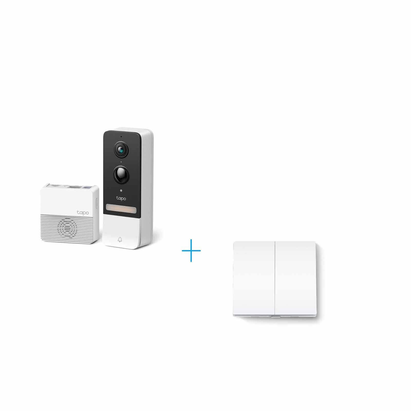 TP LINK Smart Video Doorbell Camera Kit + Smart Light Switch, 2-gang 1-way TPL-TAPO-D230S1 + TAPO S220