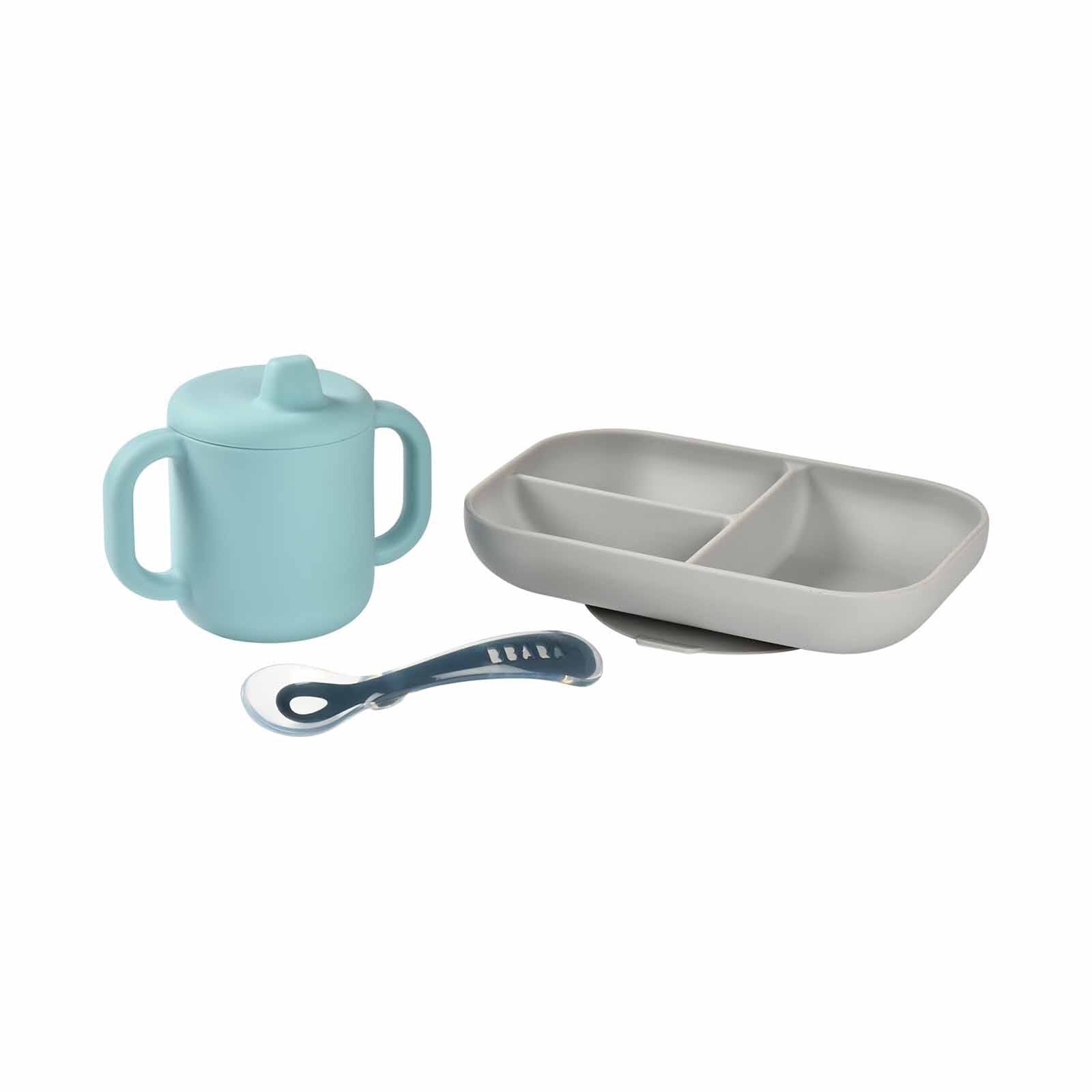 BEABA Learning Set - Blue/grey (online) SILICONE-image 1
