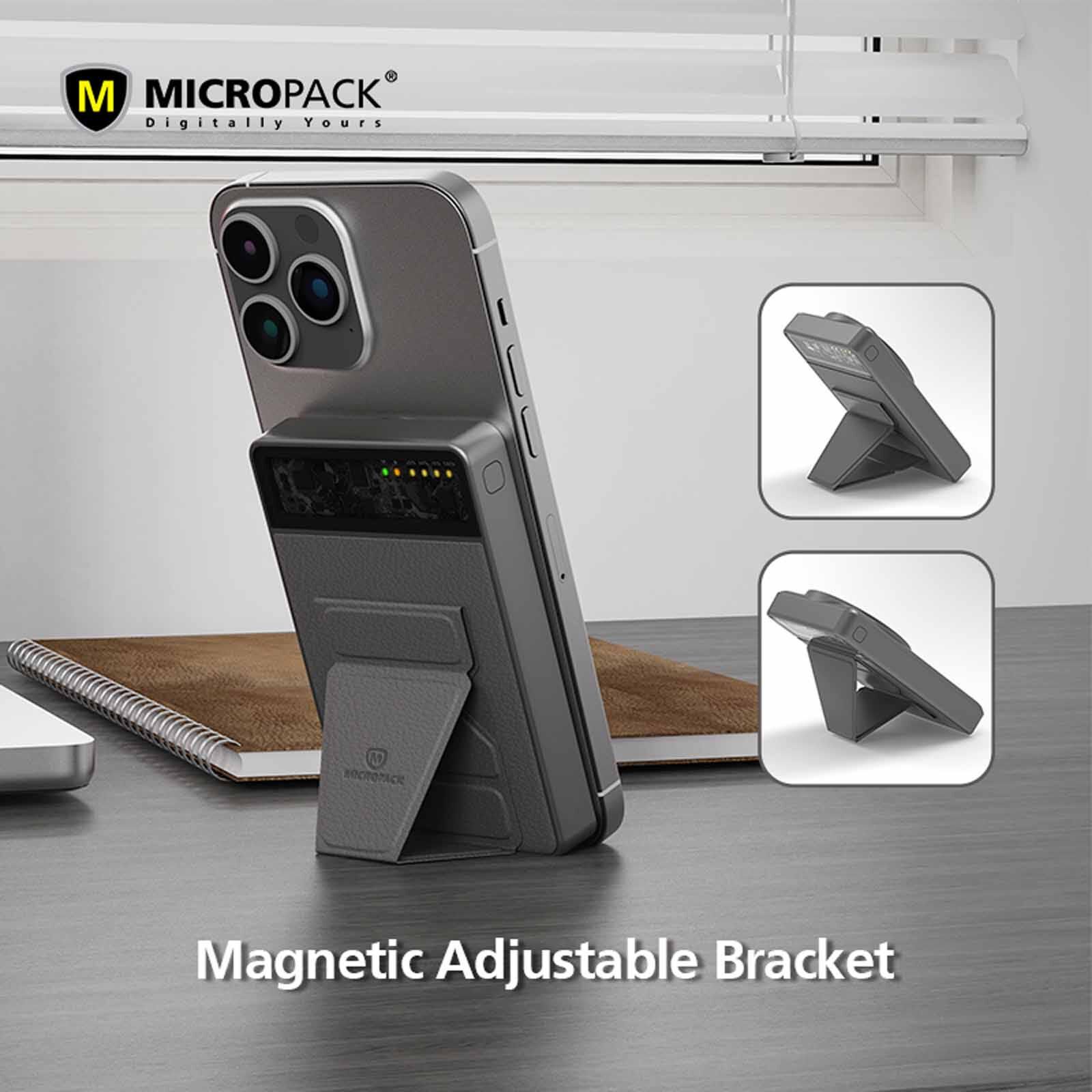 MICROPACK 3 In 1 Pd Fast Charging Magnetic Wireless Powerbank - Grey WPB-310-GY-image 6