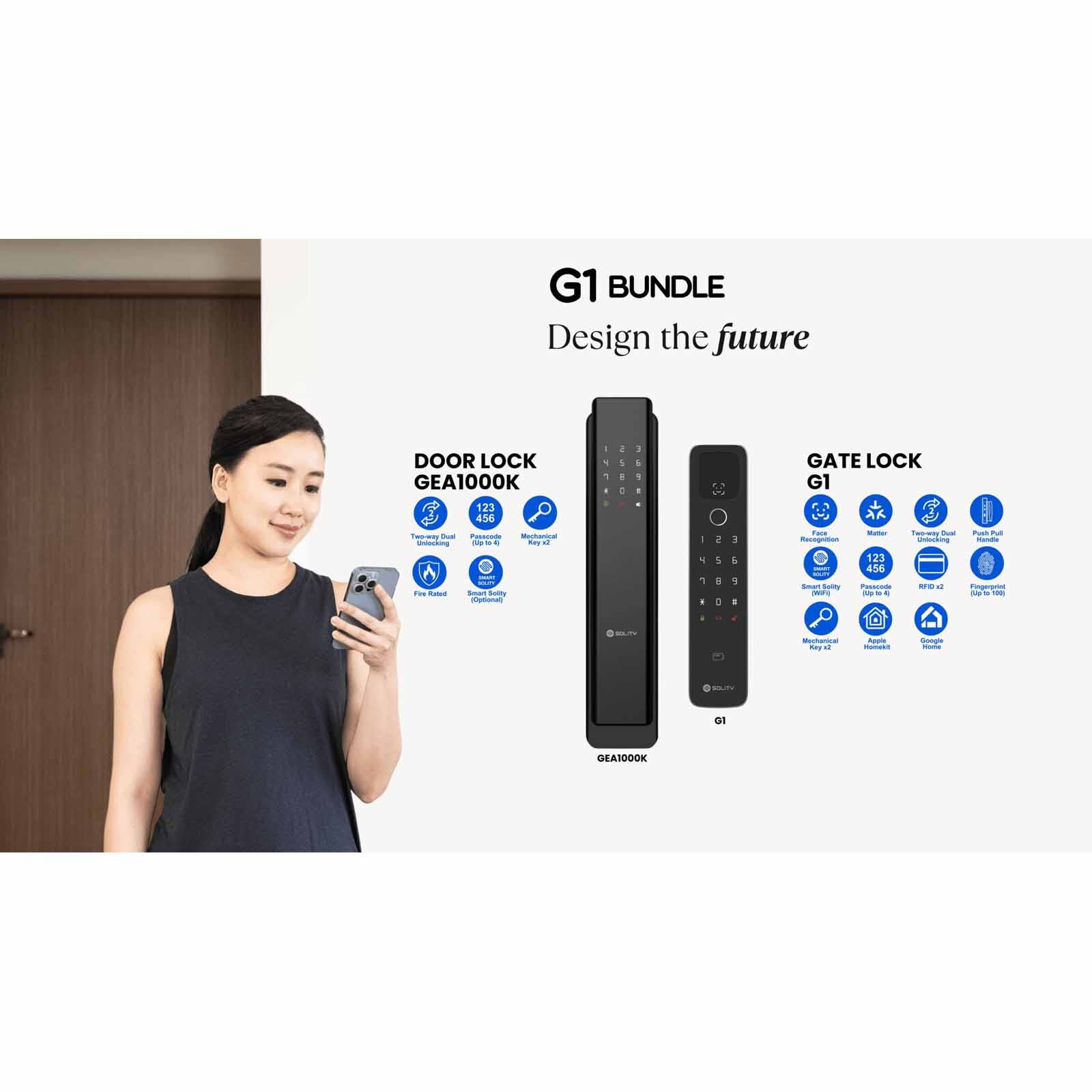 SOLITY Facial Recognition Push Pll Gate Lock Bundle G1 BUNDLE-image 6