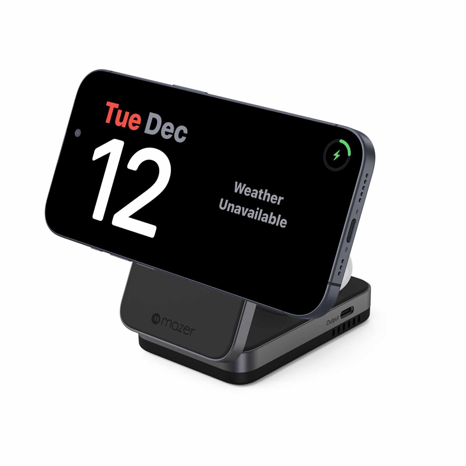 MAZER Qi2 Certified 32w Wireless Foldable 2in1+usb-c Pd12w Output Charger - Black M-QI2-MAGFOLD02-BK-image 7