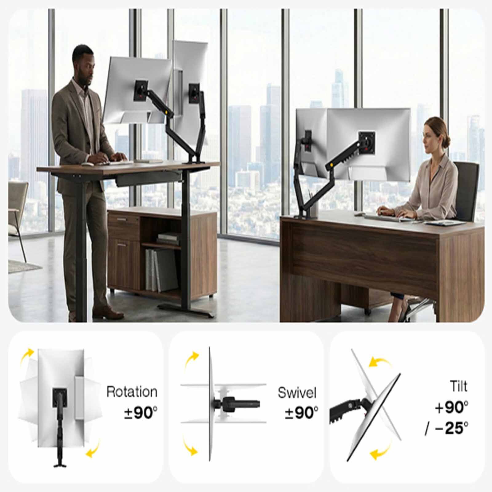 NORTHBAYOU Monitor Arm Fits 17-32 Inches, Hold 2-9 Kg Vesa 75 X 75 / 100 X 100 A5C - BLACK-image 6
