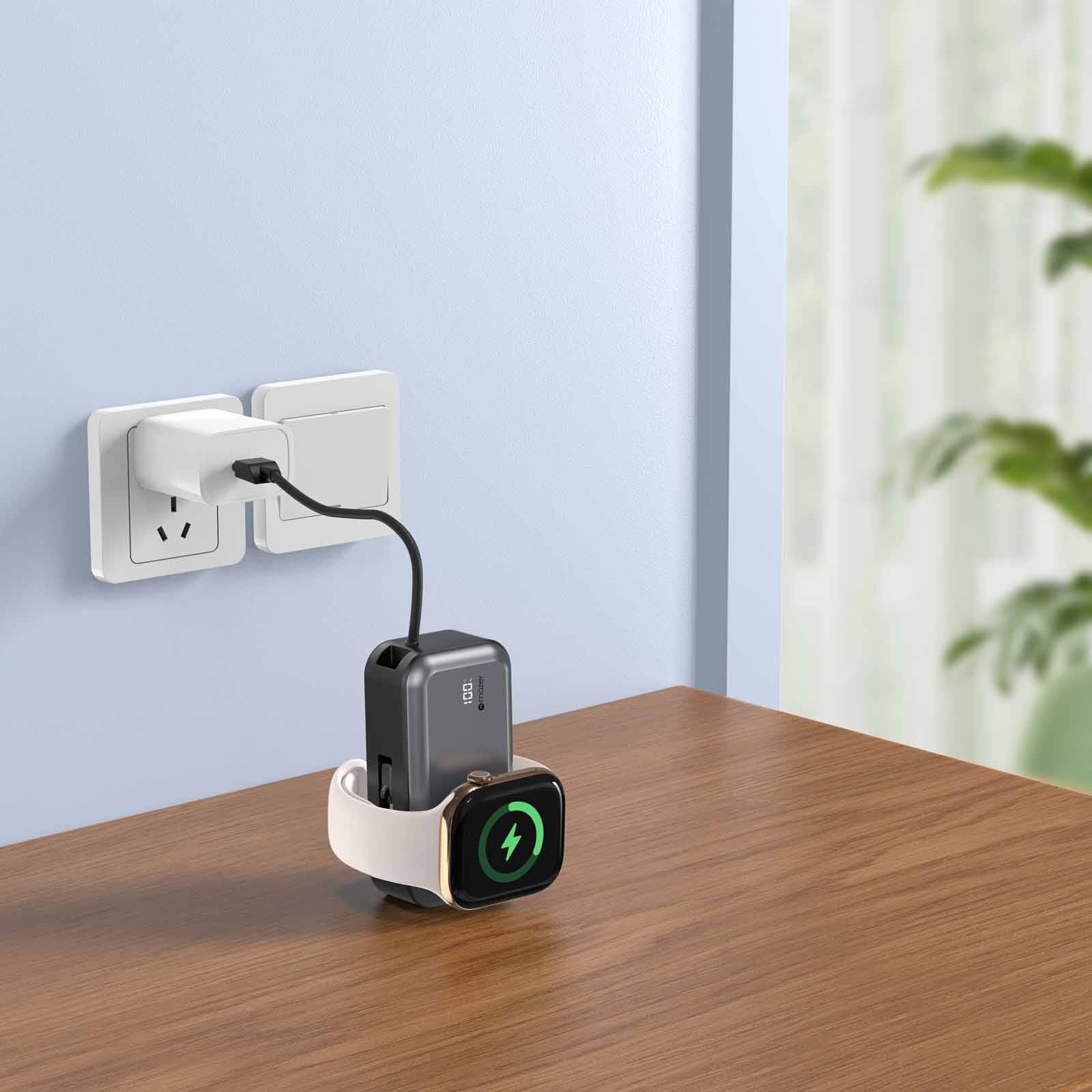 MAZER Pocketmini 5000mah/built-in Cable+apple Watch Charging+stand/pd20w Power Bank - Black M-POCKET5.0W-BK-image 5