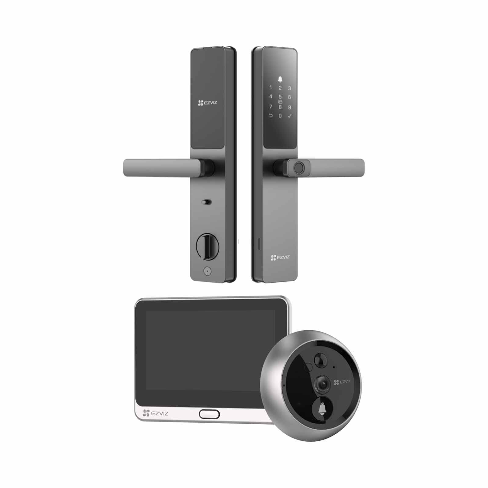 EZVIZ Lever Handle Smart Lock + Peephole Doorbell Bundle DL05 + DP2 2K-image 1