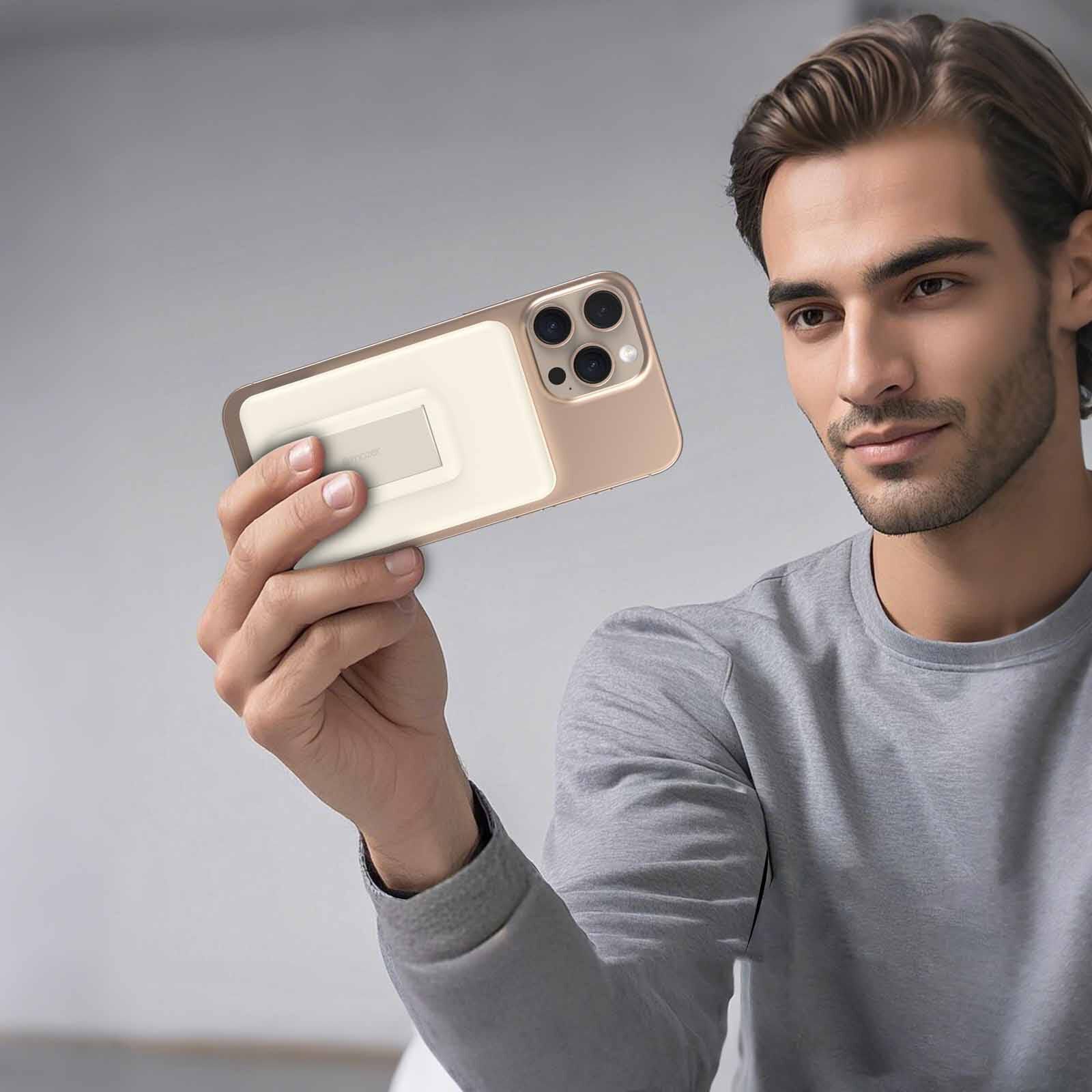 MAZER Magnetic 15w 10,000mah/pd30w With Istand Power Bank-cream M-MAGAIR20-CM-image 6