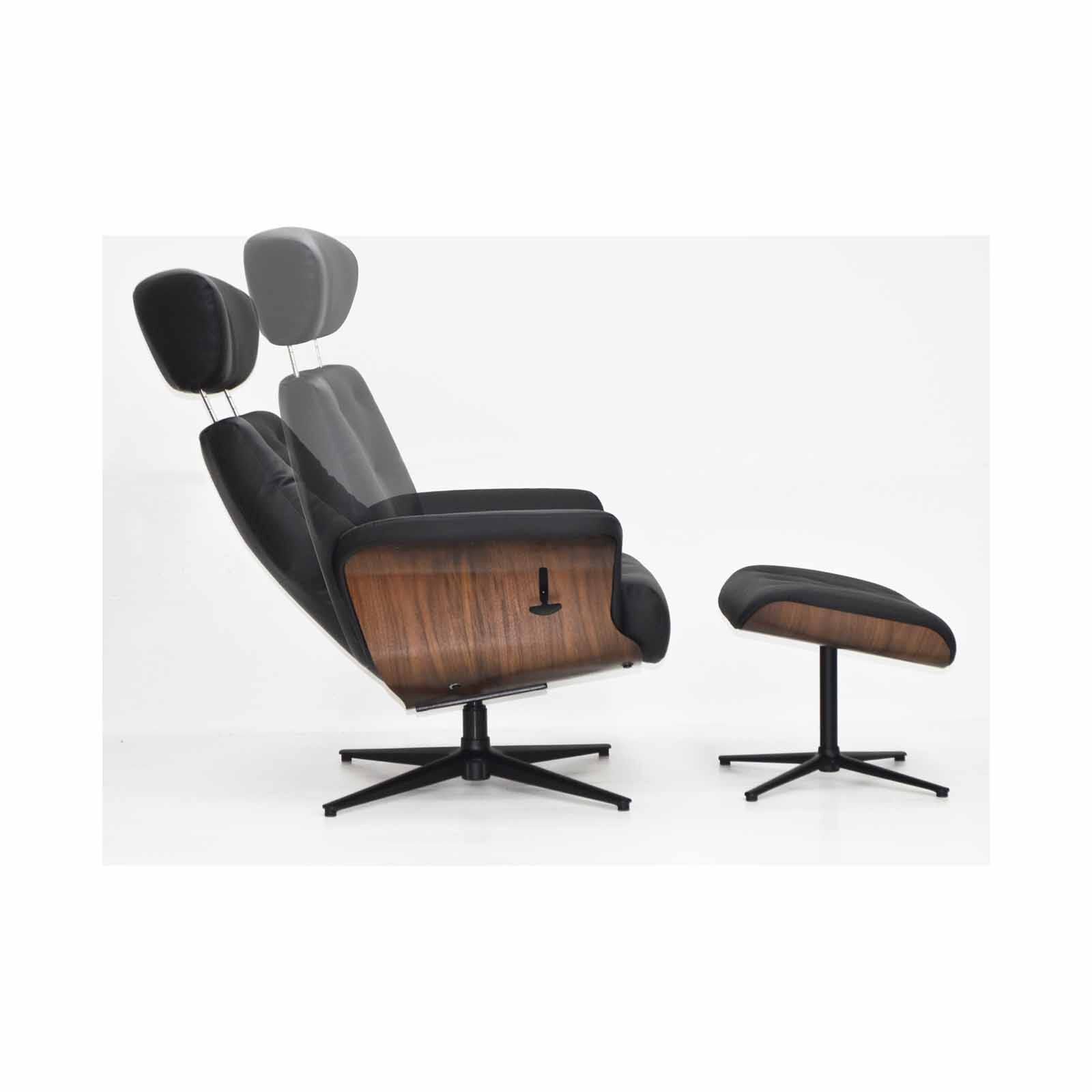 Recliner With Ottoman (hl) Black Half Leather Recliner GRANDE-image 3