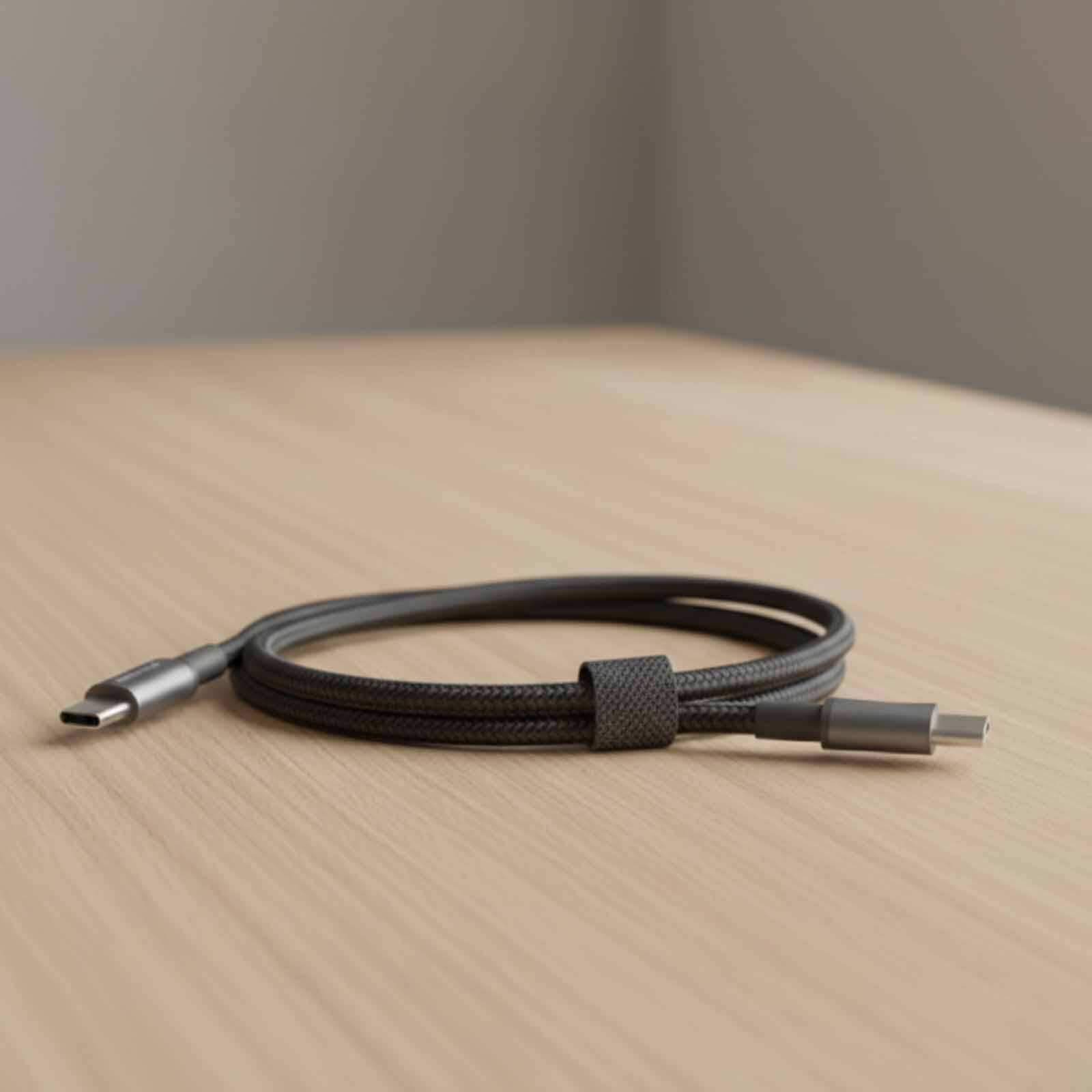 PHILIPS 60w Cable C To C - 1 Meter Black Braided 480 Mbps Sync And Charge DLC5030C/00-image 2