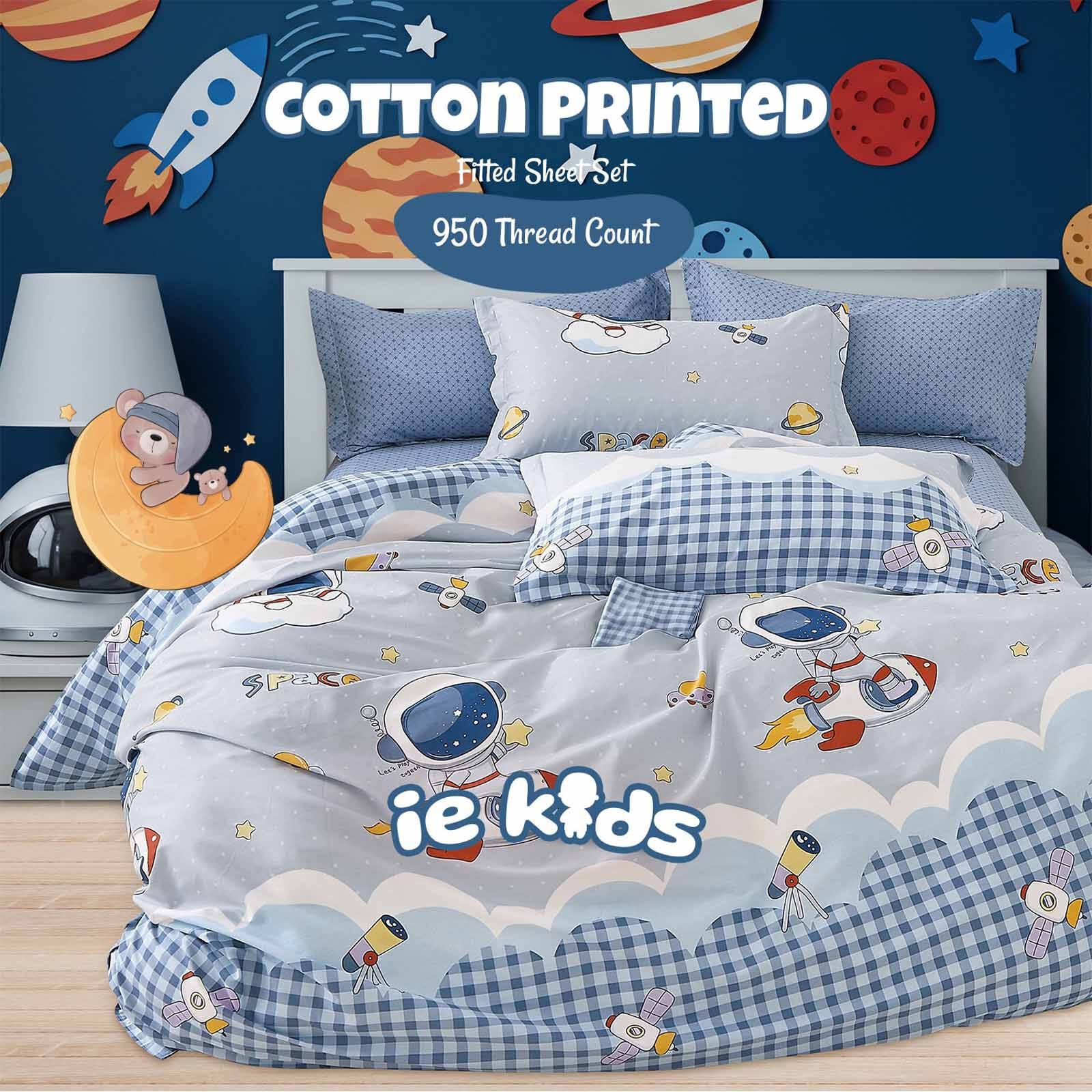 IE KIDS Ie Kids I 100% Cotton Printed I Fitted Sheet Set I Rocket Rider Single Fitted Sheet ( Oe ) 7498 I S I FS I ROCKET RIDER