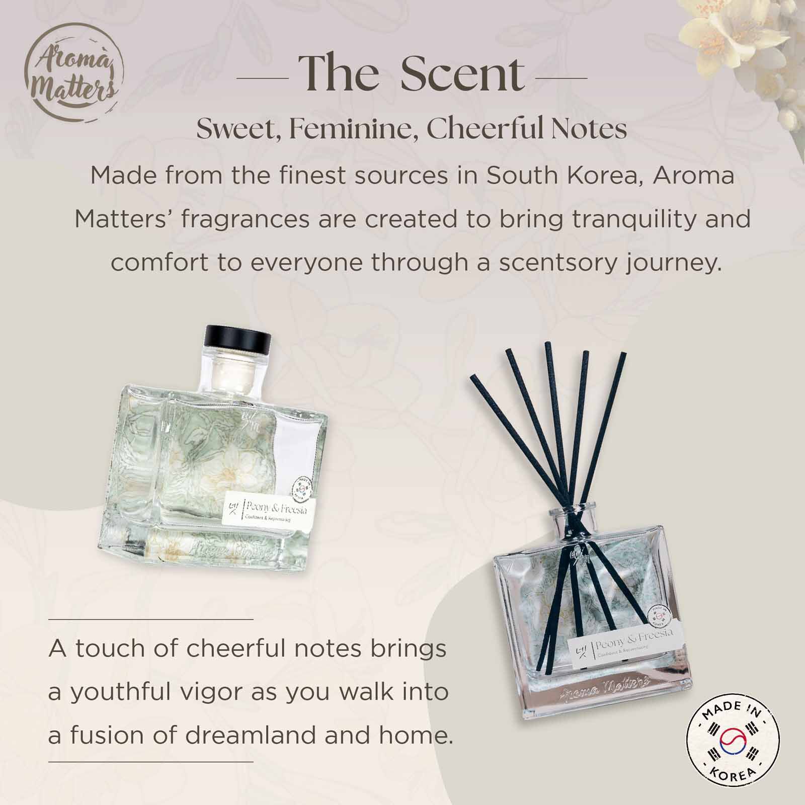 AROMA MATT Peony & Freesia Reed Diffuser 4.05 Fl.oz (120ml) BOTTLE120-PEONY FREESIA-image 3