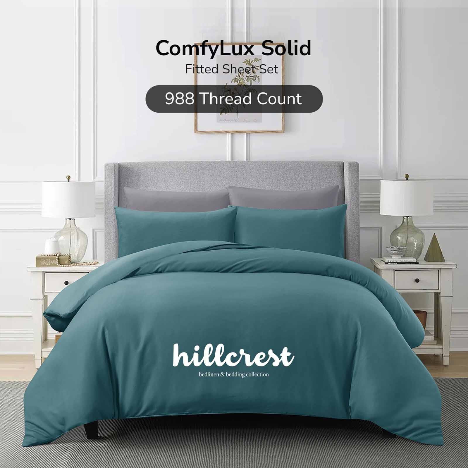 HILLCREST Hillcrest I Comfylux Solid 988tc I Teal I Single Fitted Sheet ( Oe ) 6836 I S I FS I TEAL-image 1