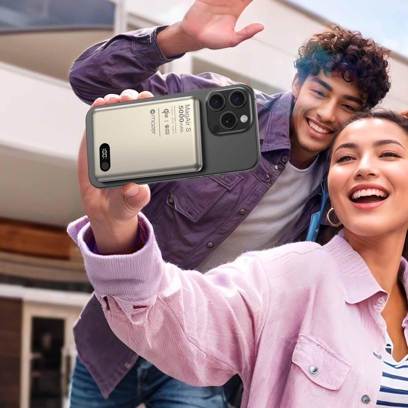 MAZER Qi2 Certified 15w 5000mah Pd20w Ultra Thin Power Bank - Natural Titanium M-MAGAIR29-NT-image 2