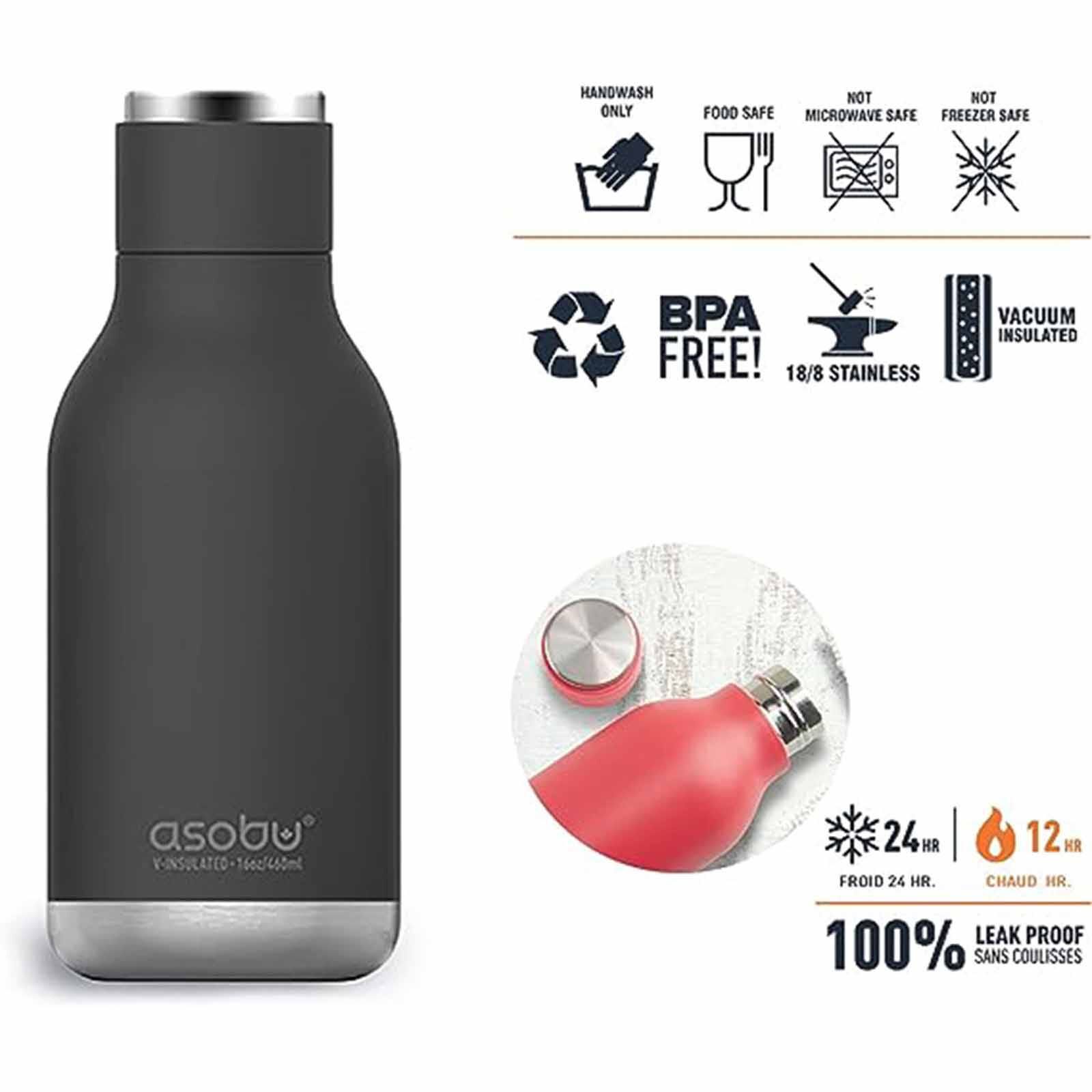 ASOBU Puramic Urban Water Bottle Black 460ml ASBV24BK-image 2