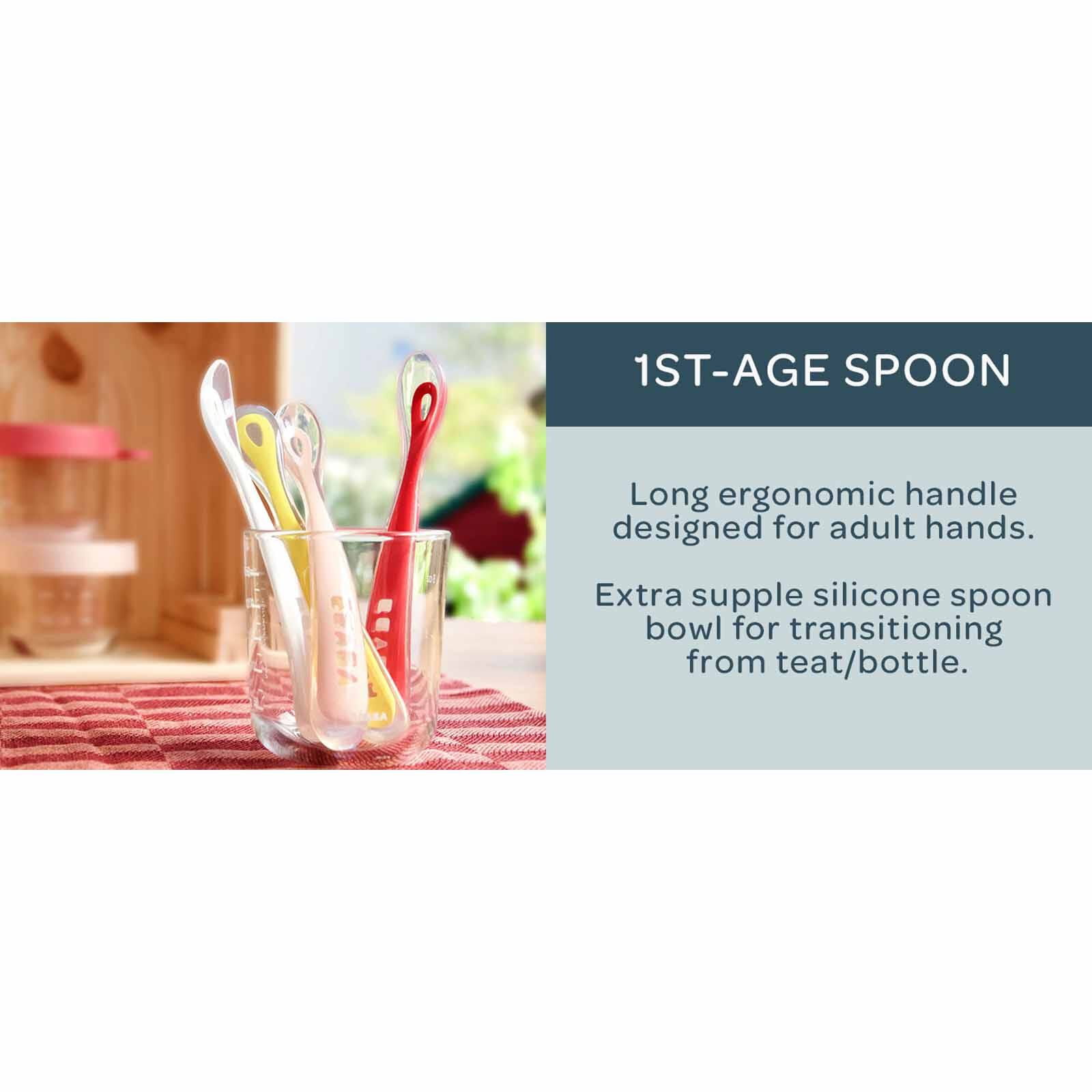 BEABA Soft Silicone Spoon 4 Pack - Dark Blue/pink/grey/light Blue (online) 2ND STAGE-image 3