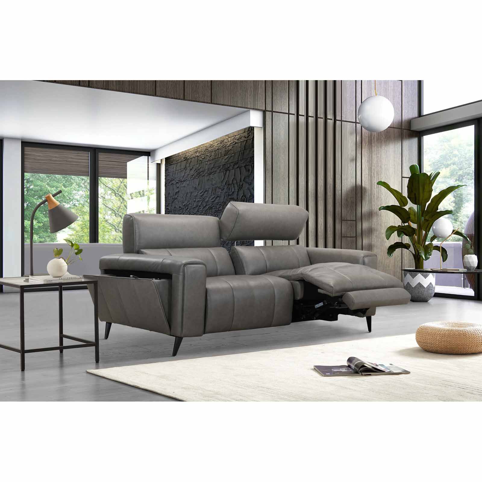 MUZE 3rr-e Seater 2 Function (fl) Grey Full Leather Sofa BLAIR-image 5
