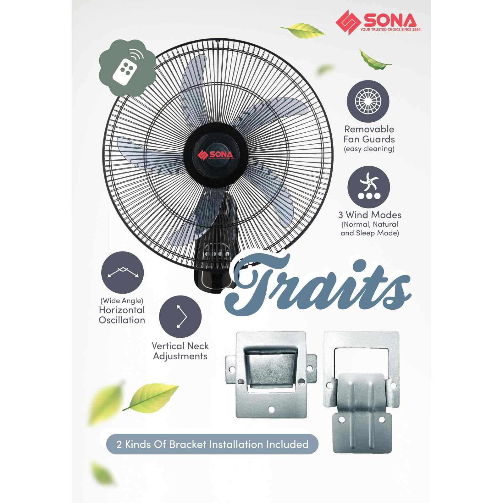 SONA 18 In Wall Fan (black) SFW1572-image 7