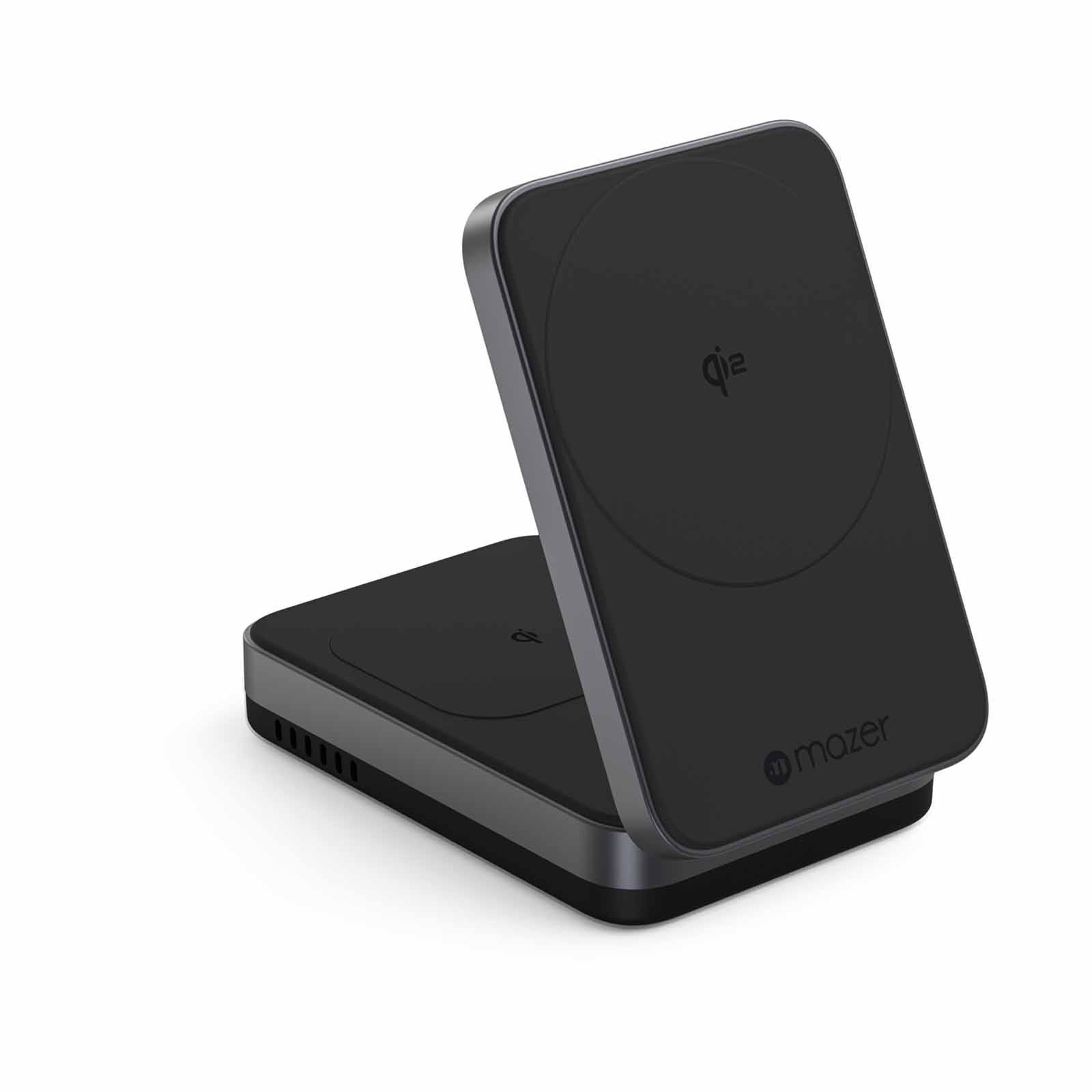 MAZER Qi2 Certified 32w Wireless Foldable 2in1+usb-c Pd12w Output Charger - Black M-QI2-MAGFOLD02-BK-image 3