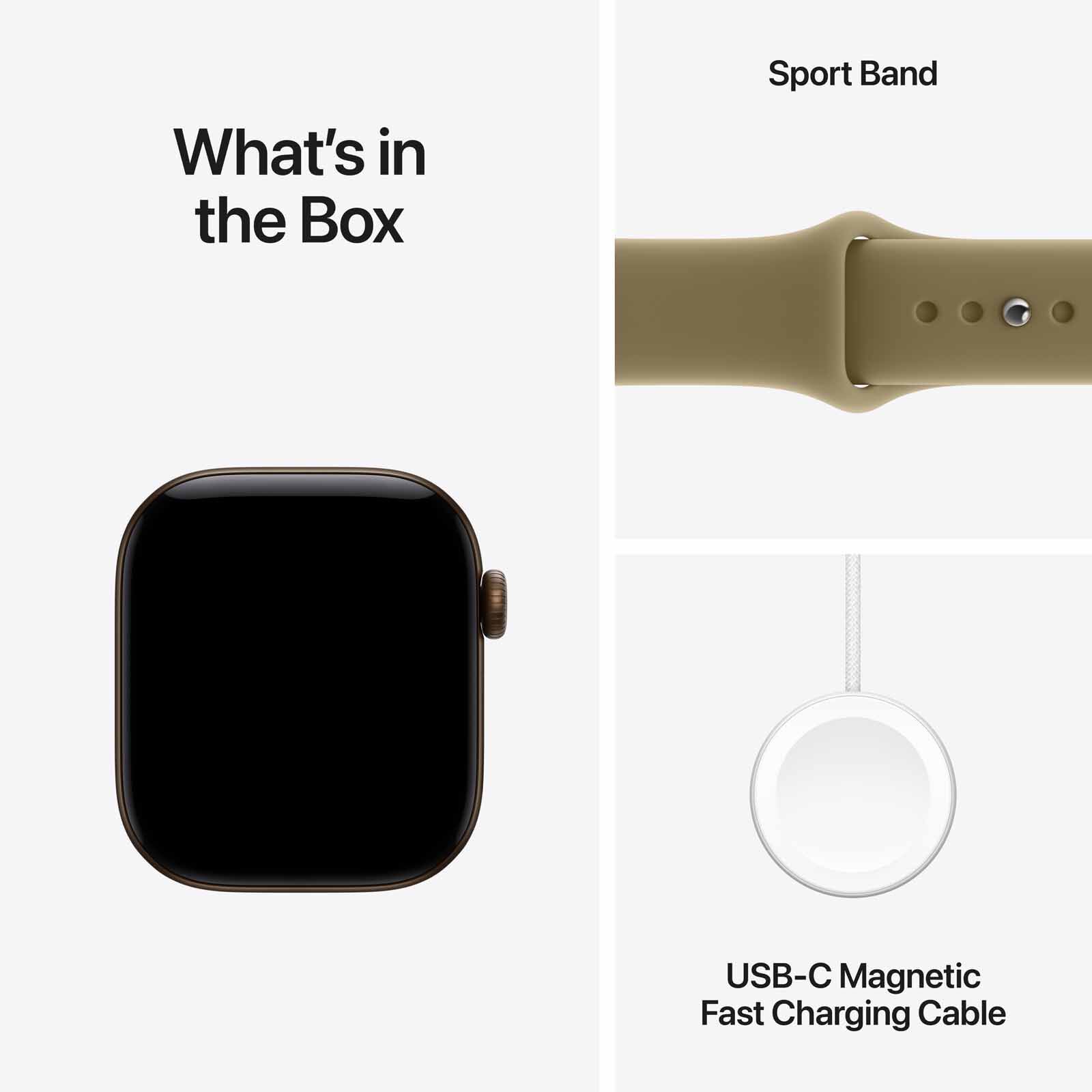 APPLE Watch Series 12 Gps 42mm Dark Bronze Aluminium Case With Olive Sport Band - M/l MJEG4X/A-image 3