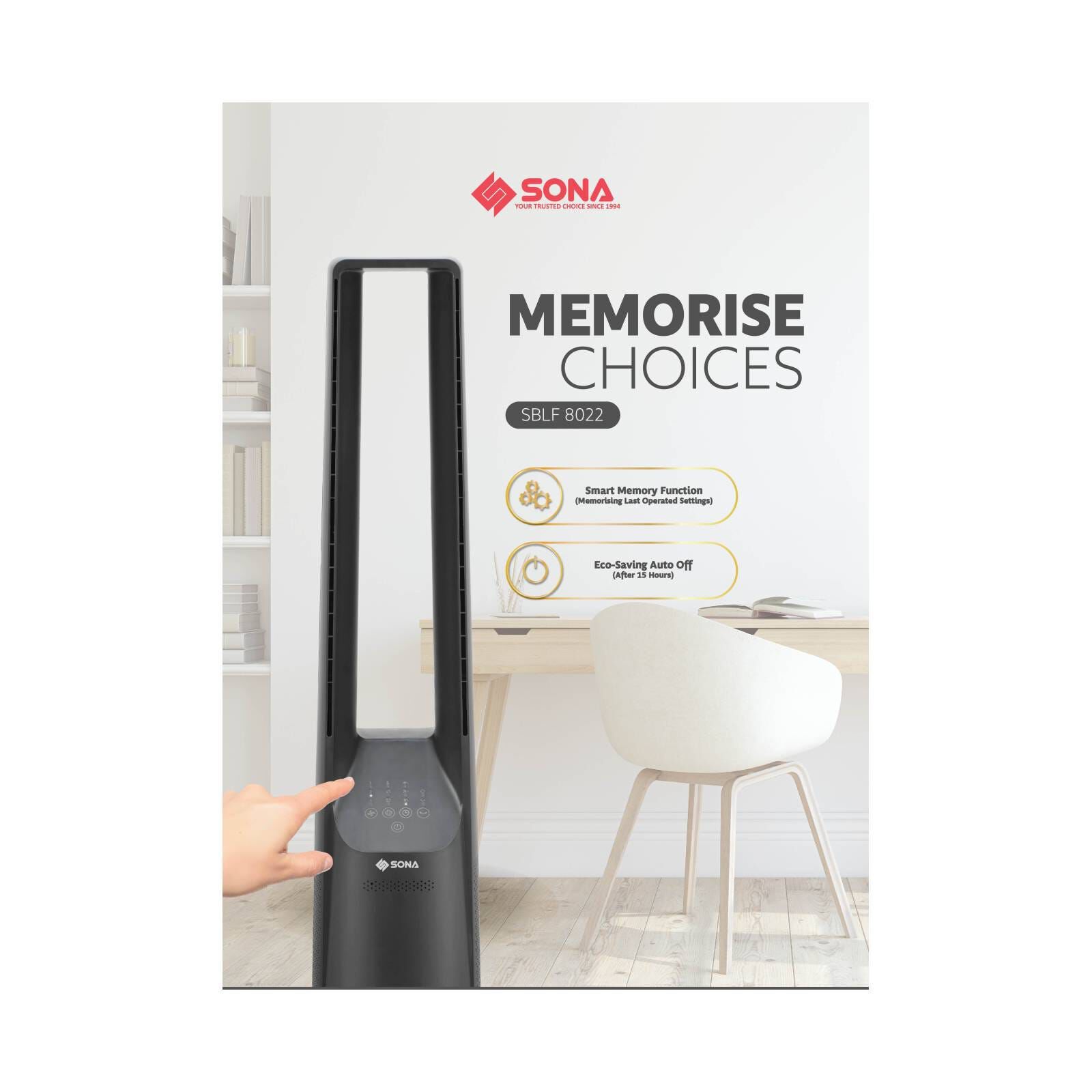 SONA Bladeless Dc Fan -black SBLF8022-image 9