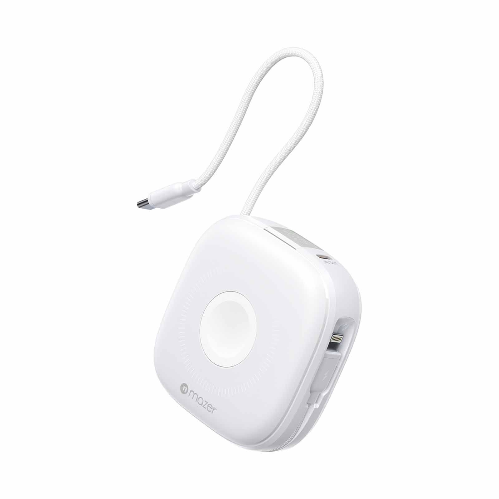 MAZER 10,000mah Qi2 Compatible 15w With Built-in Usb-c+lightning Cables, Apple Watch, Pd20w, Power Bank-wh M-MAGLINK18I-WH-image 1