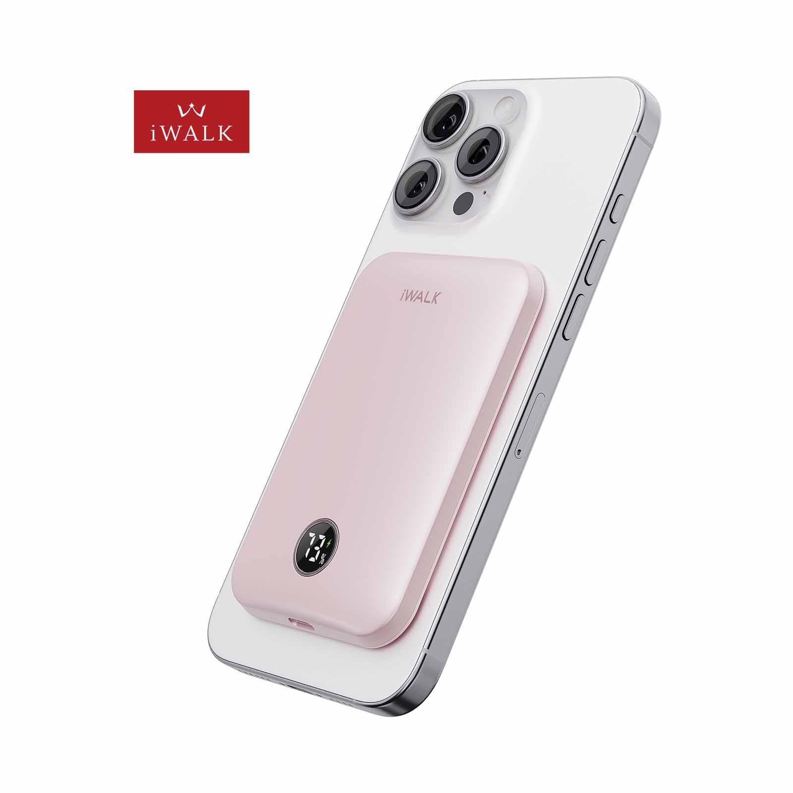 IWALK Powergrip Slim Magnetic Wireless Powerbank 5000mah For Iphone Pink MXB008-013A