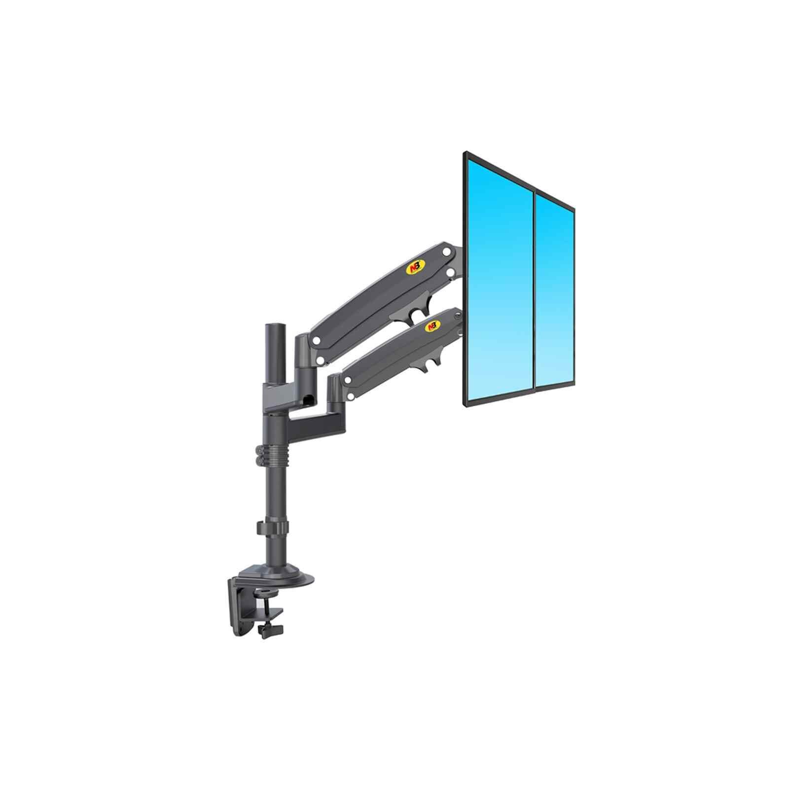 NORTHBAYOU Monitor Arm Bracket (dual) Fit 17in - 27in Hold 2 - 9 Kg H180 MATTE CHARCOAL-image 2